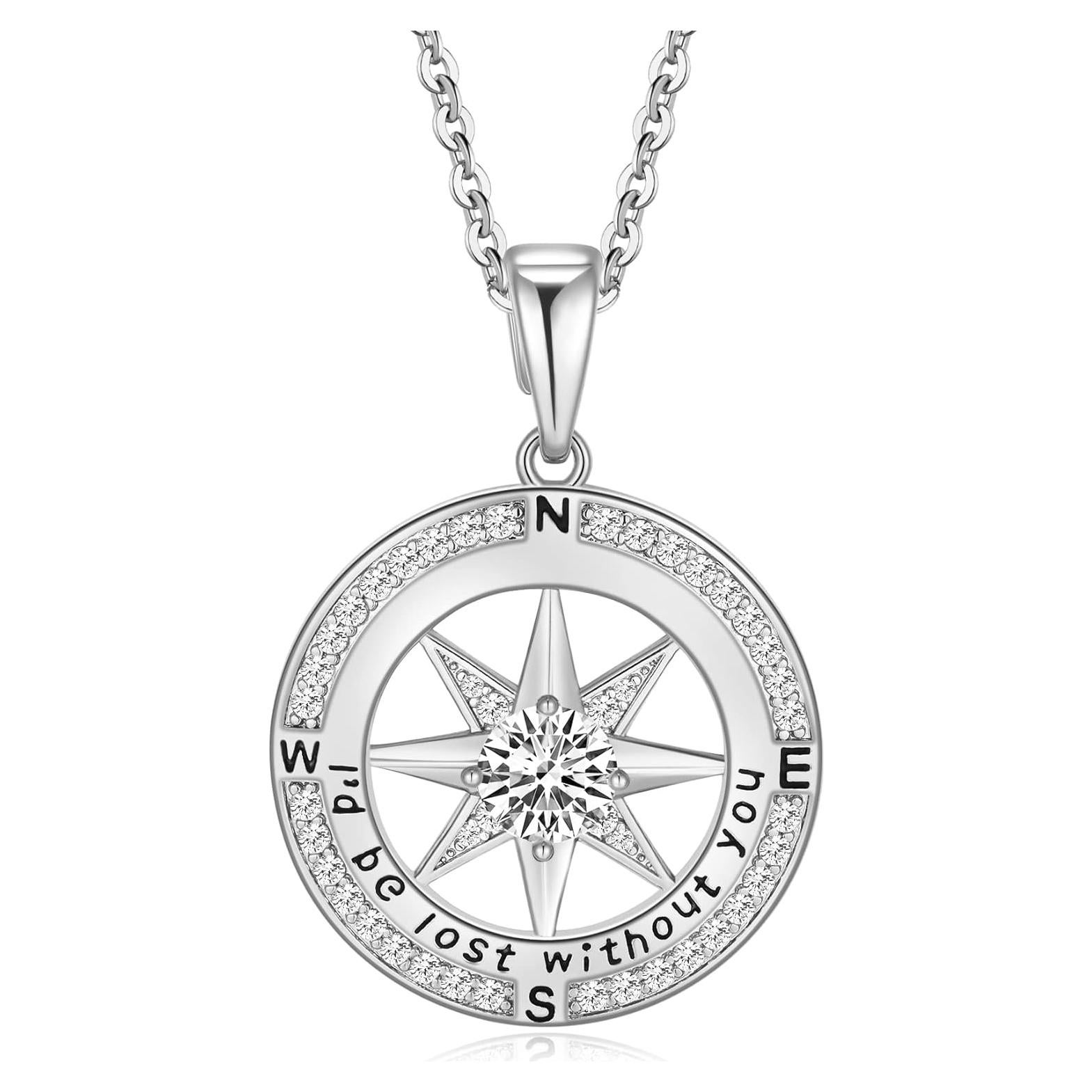 Collar de brújula Mkhhy para mujeres 18k Oro real S925 Ajustable