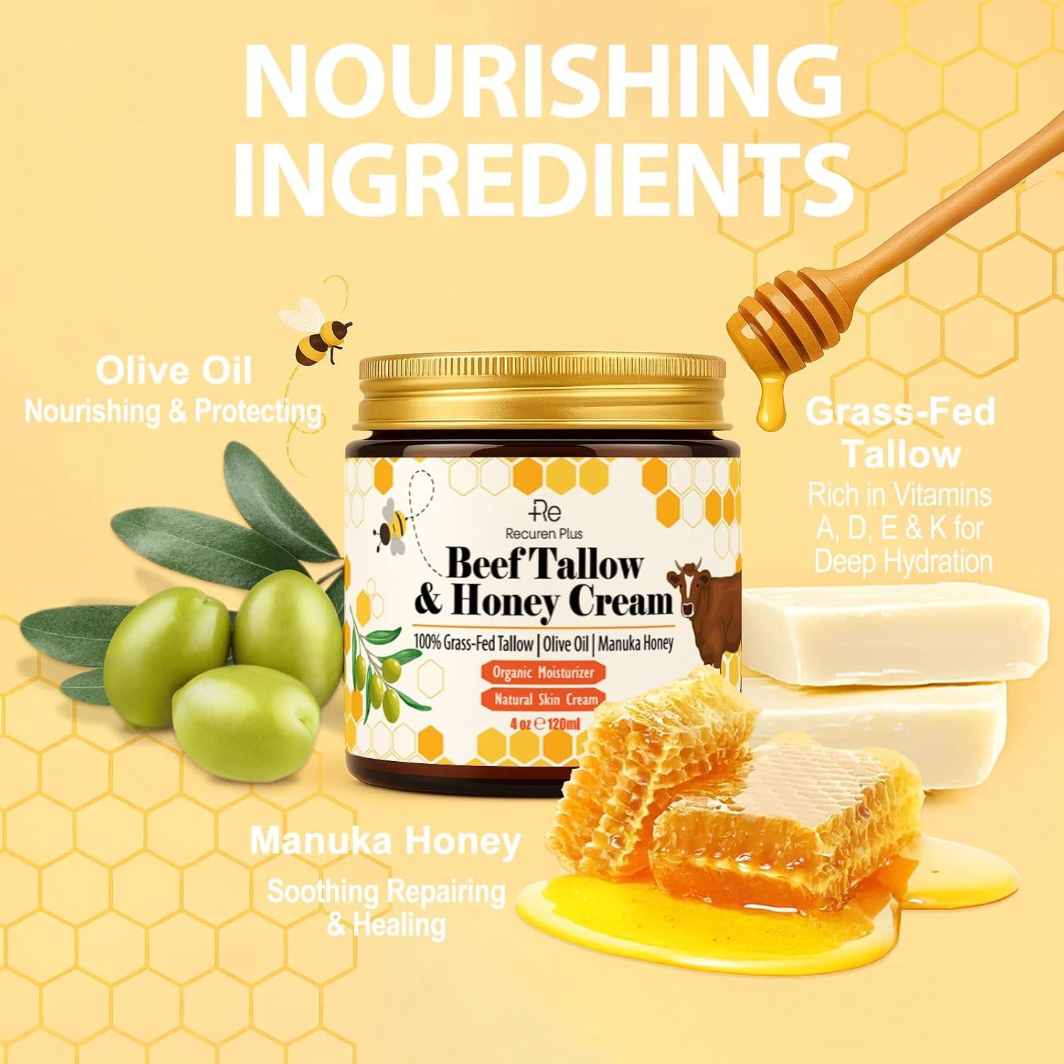 Crema Hidratante de Manteca de Res y Miel Recuren Plus 113 g