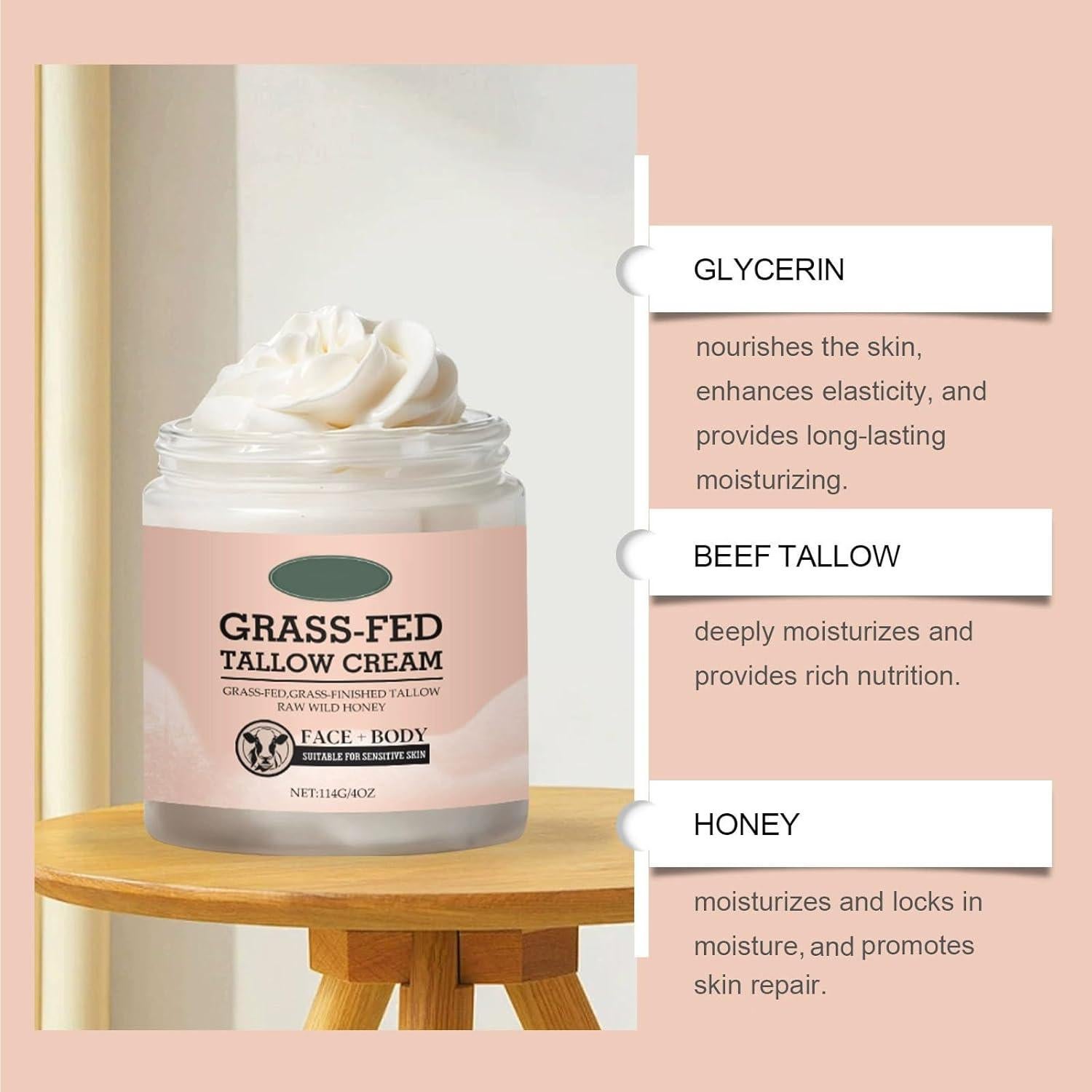 Crema Hidratante de Grasa de Res con Miel 114 g - TUOSHITONG