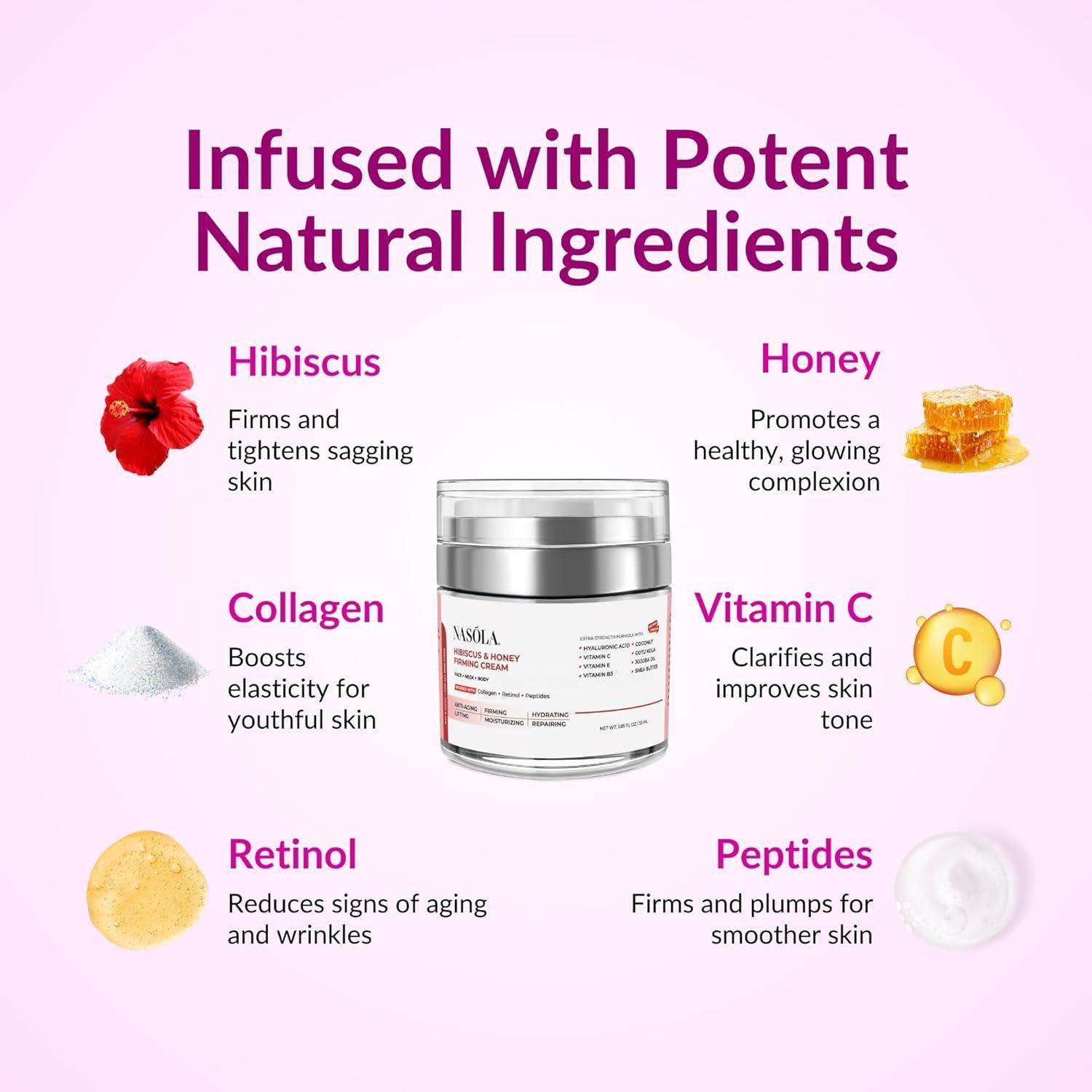 Crema Reafirmante Nasola Hibisco y Miel 55ml - Antienvejecimiento