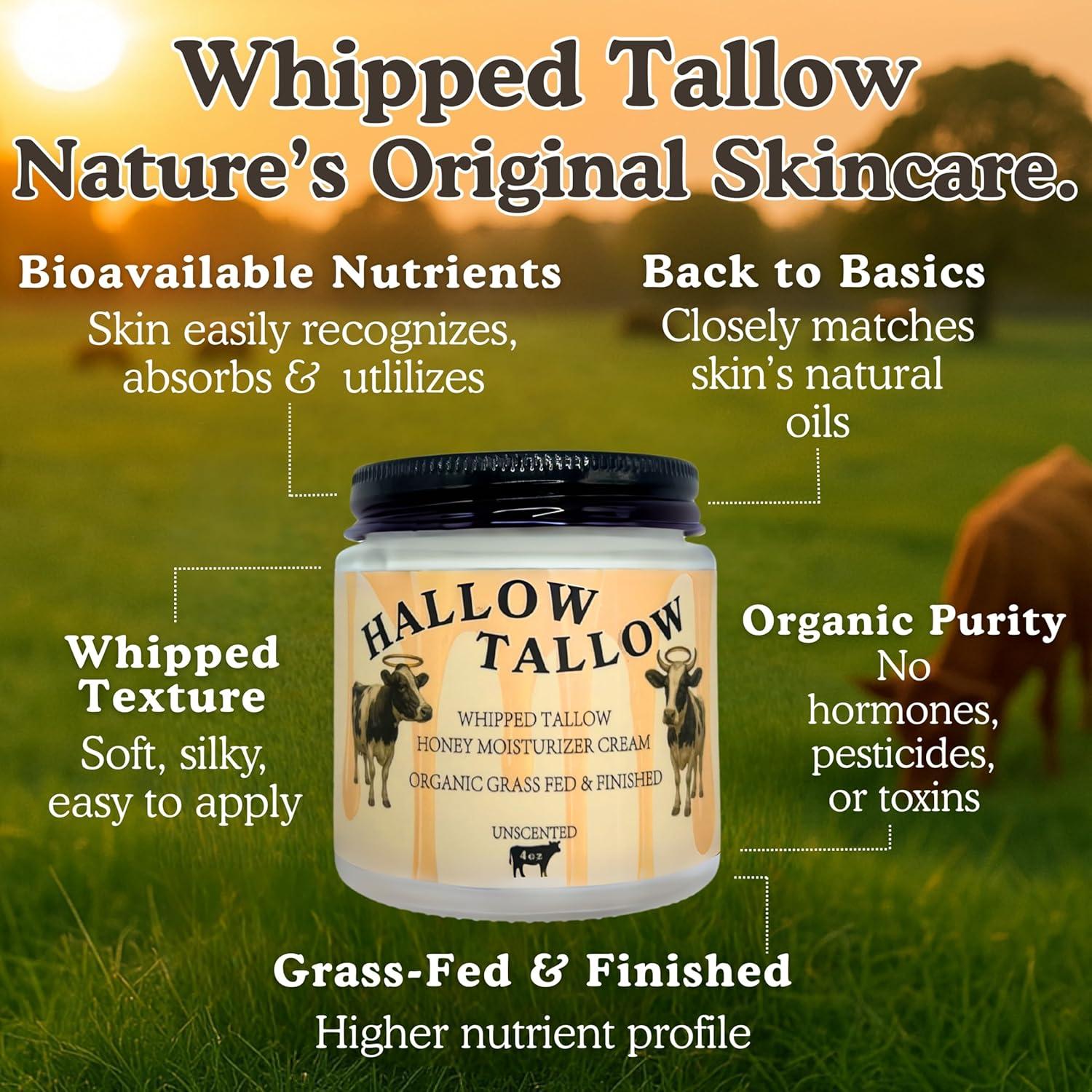 Hidratante de Sebo Batido Hallow Tallow 113g - Natural con Miel
