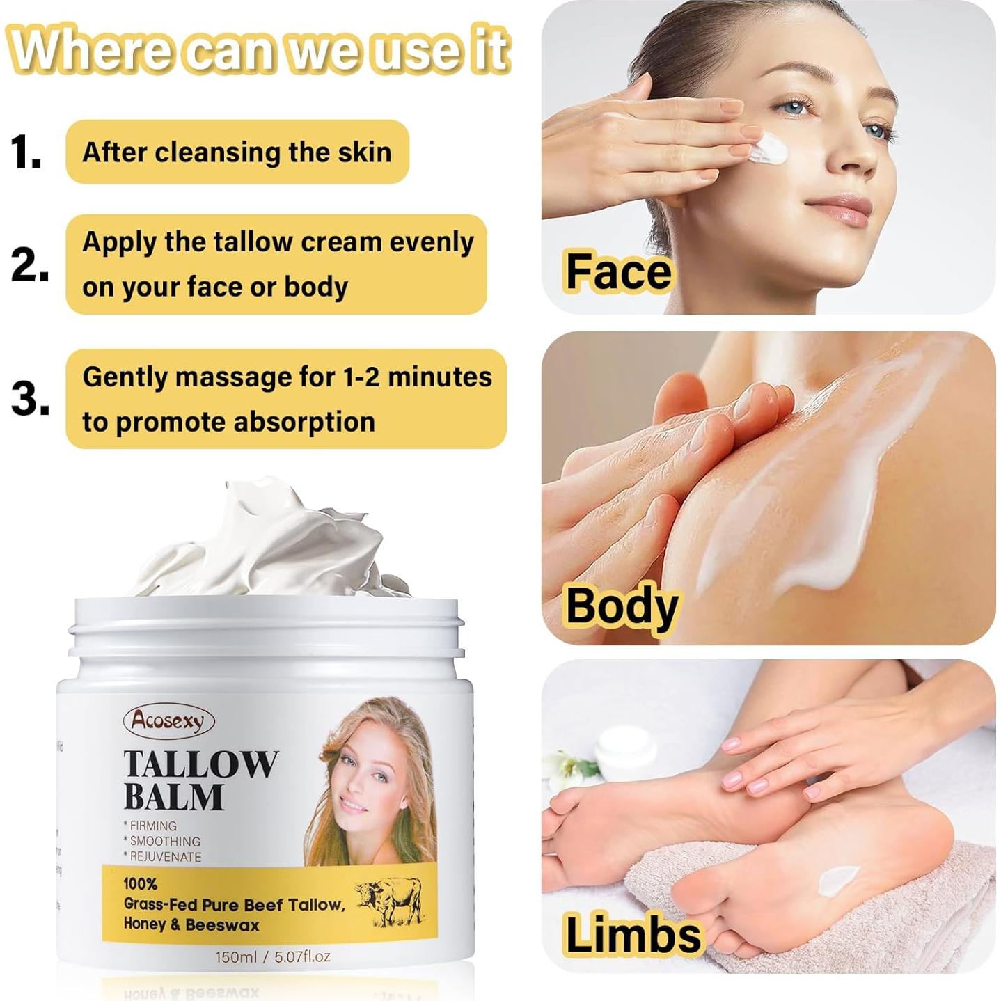 Bálsamo Hidratante Facial Acosexy 143.4 g - Sebo de Res Orgánico