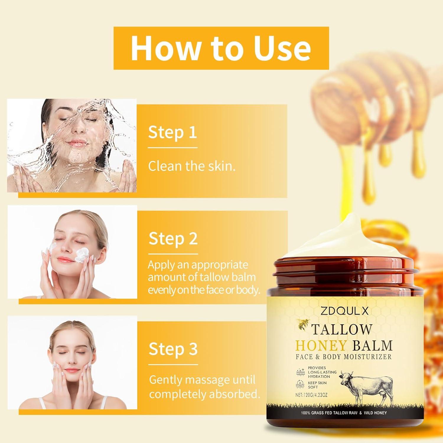 Bálsamo Hidratante Facial ZDQULX con Sebo de Res y Miel 120g