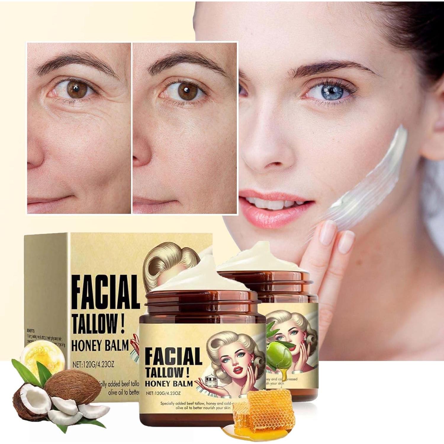 Bálsamo Hidratante Facial HongFaJing 2PCS Manteca de Res y Miel