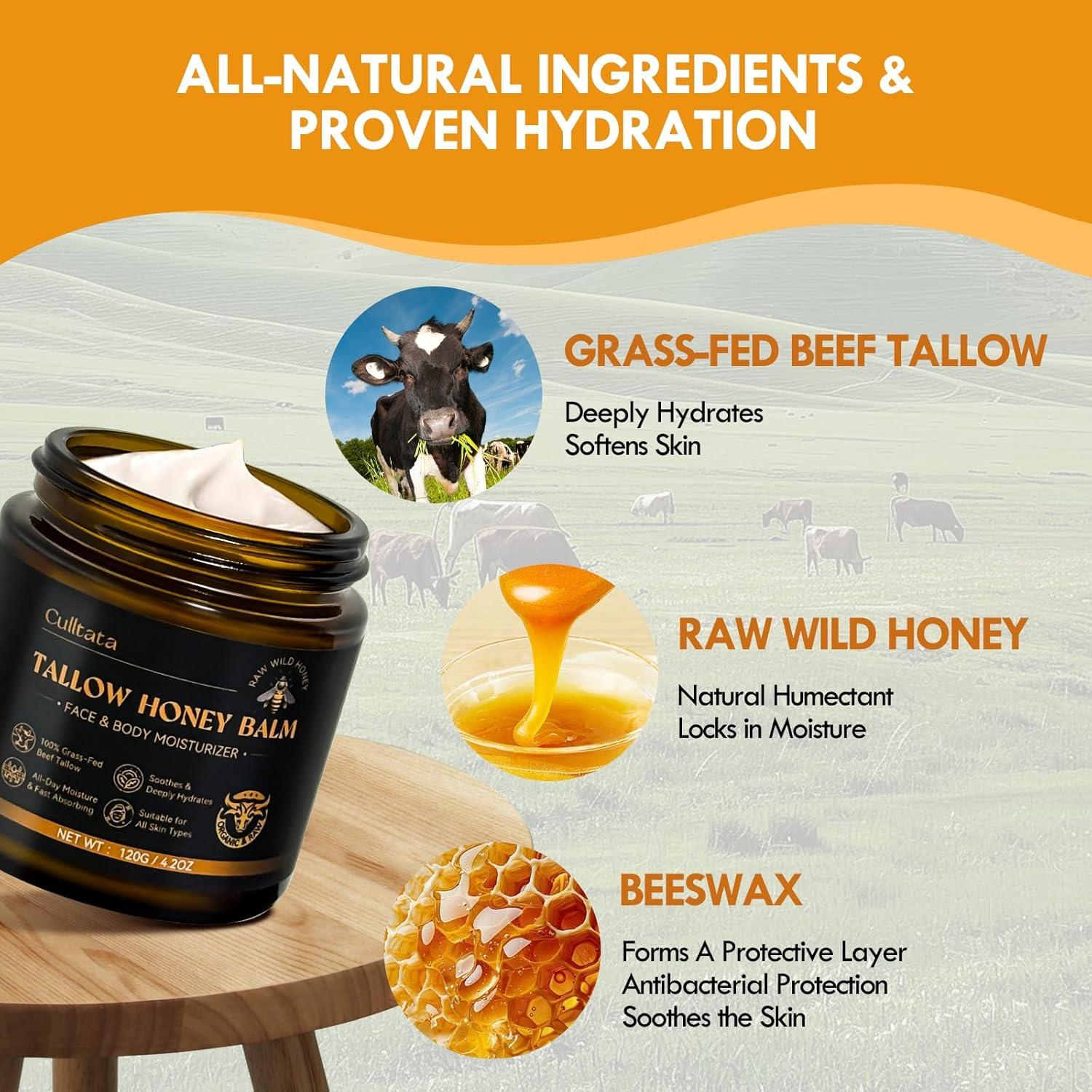 Bálsamo Hidratante Natural Culltata 119g - Grasa de Res y Miel