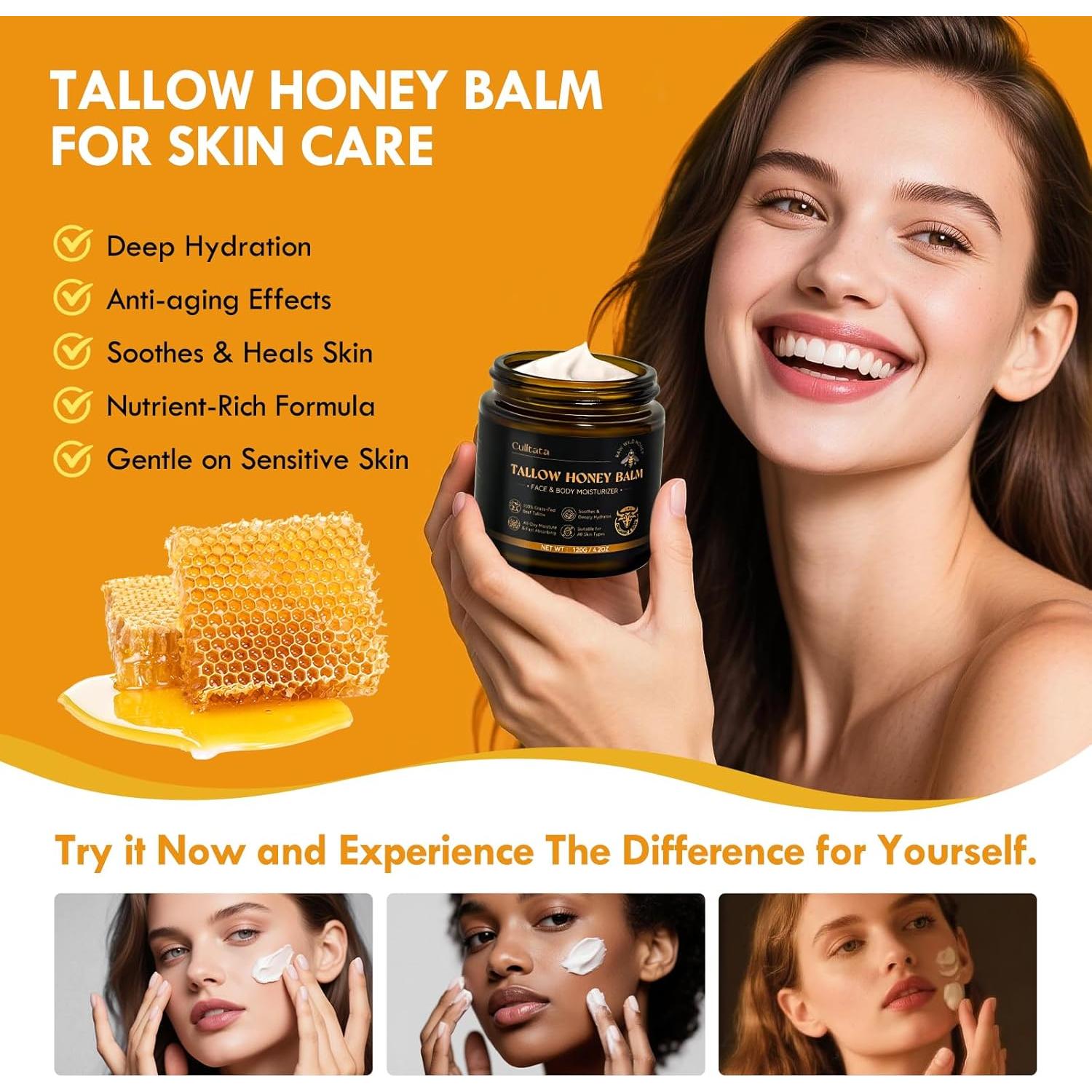 Bálsamo Hidratante Natural Culltata 119g - Grasa de Res y Miel