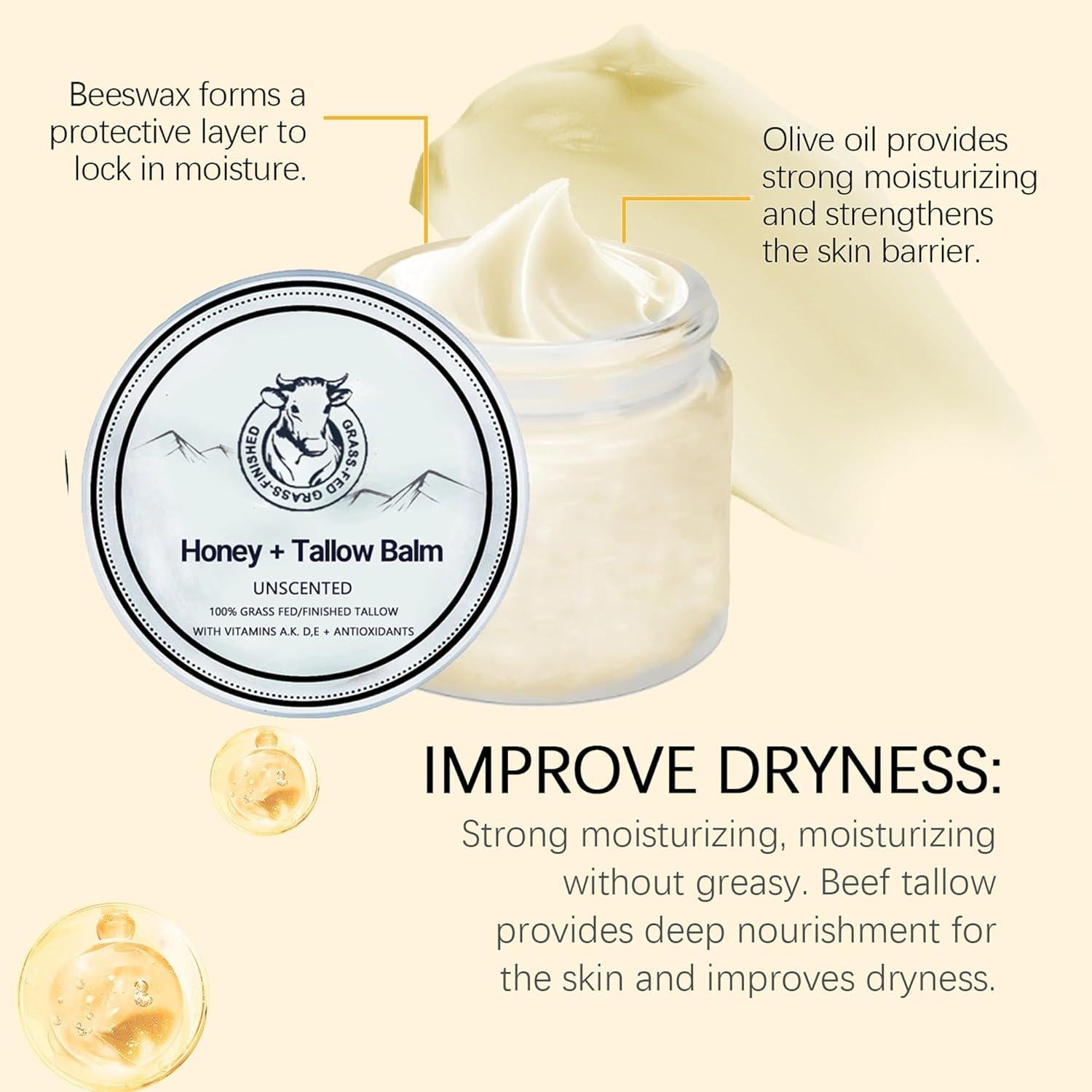 Bálsamo Hidratante Orgánico NEWUREHO con Miel y Sebo de Res 167g