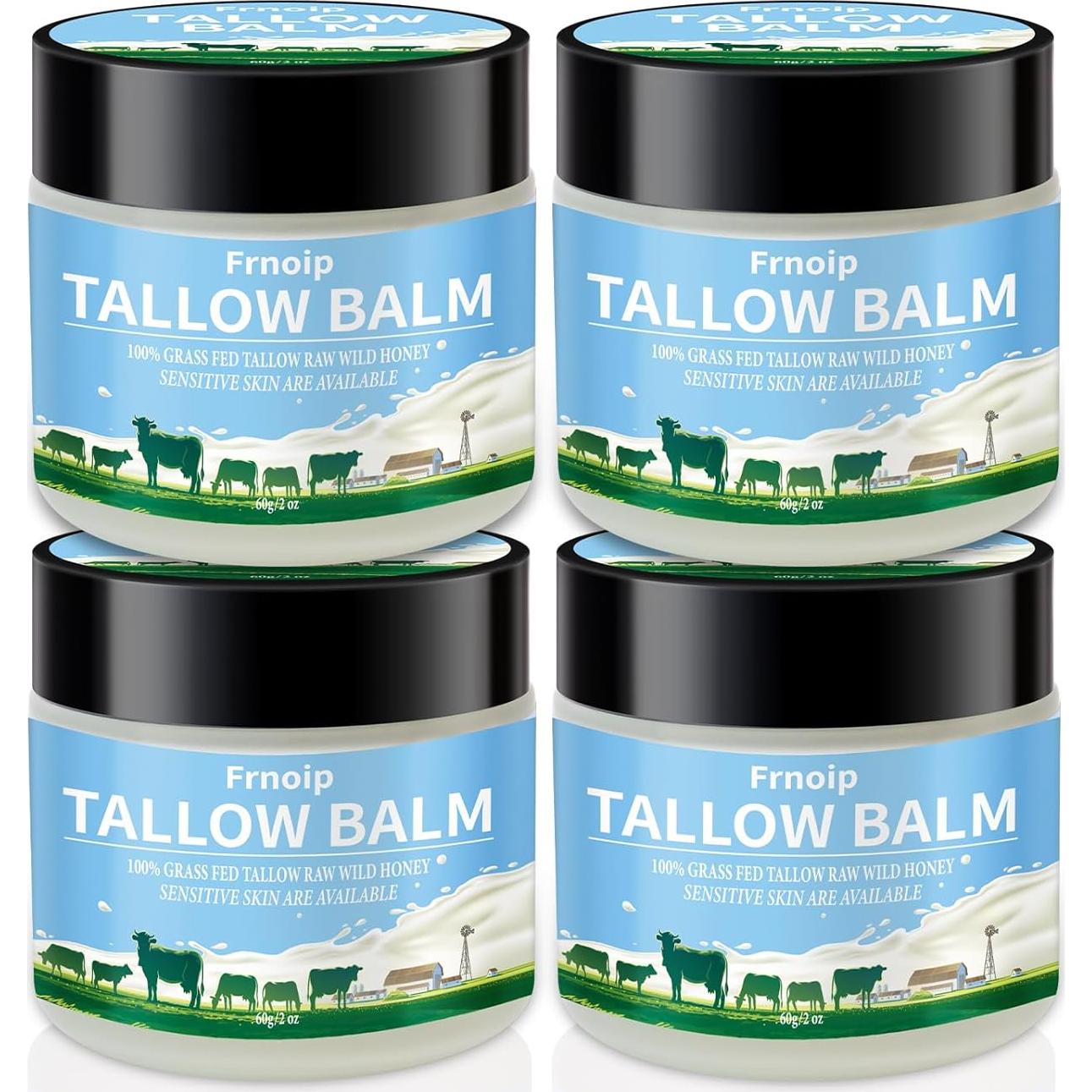 Paquete de 4 bálsamos de sebo de res Frnoip 56.7g para piel sensible