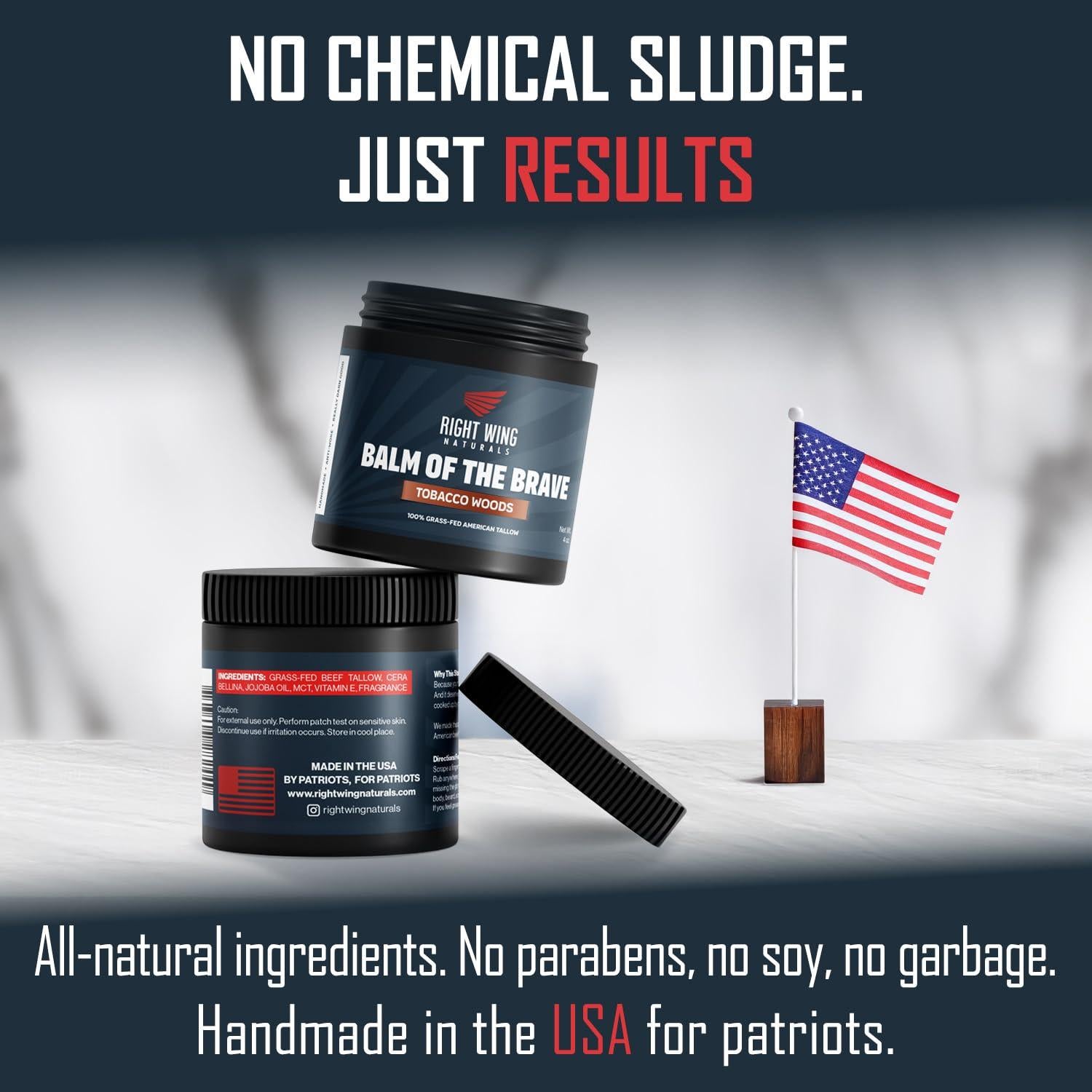 Bálsamo Hidratante de Grasa de Res Right Wing Naturals 113g Maderas de Tabaco