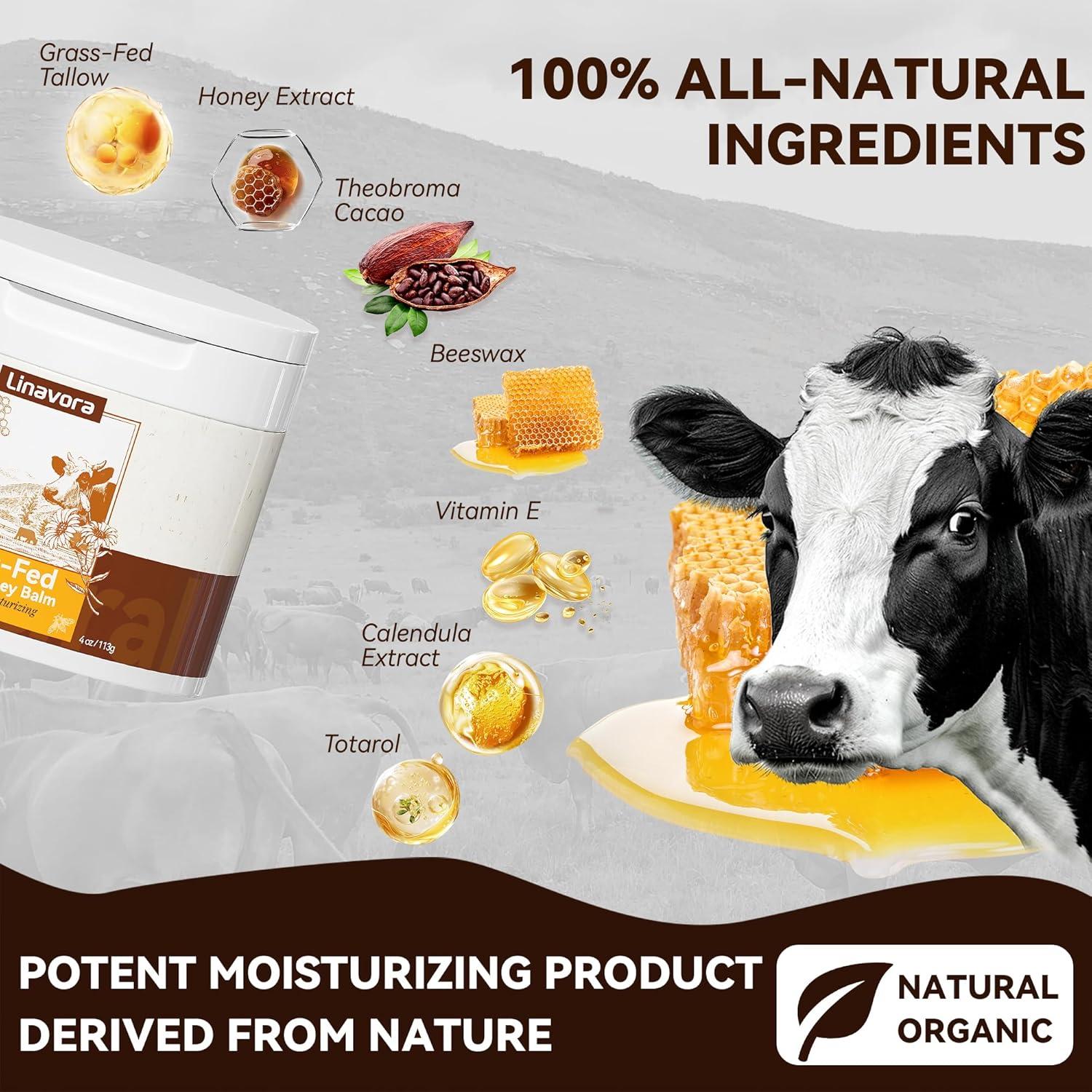 Bálsamo Hidratante Natural Linavora con Sebo de Res y Miel 181g