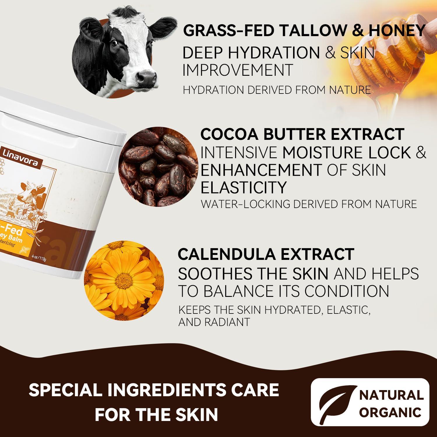 Bálsamo Hidratante Natural Linavora con Sebo de Res y Miel 181g