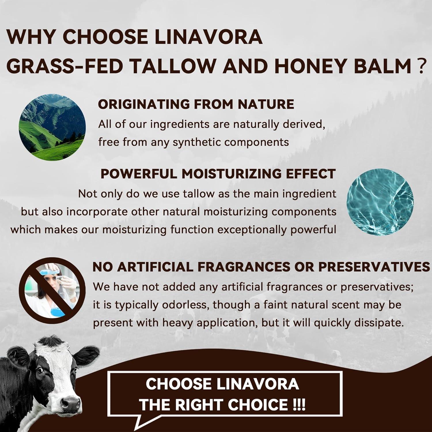 Bálsamo Hidratante Natural Linavora con Sebo de Res y Miel 181g