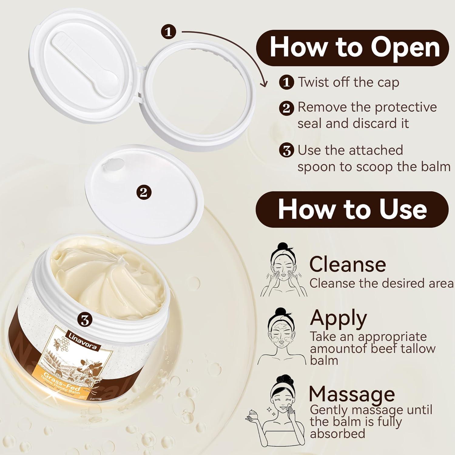 Bálsamo Hidratante Natural Linavora con Sebo de Res y Miel 181g