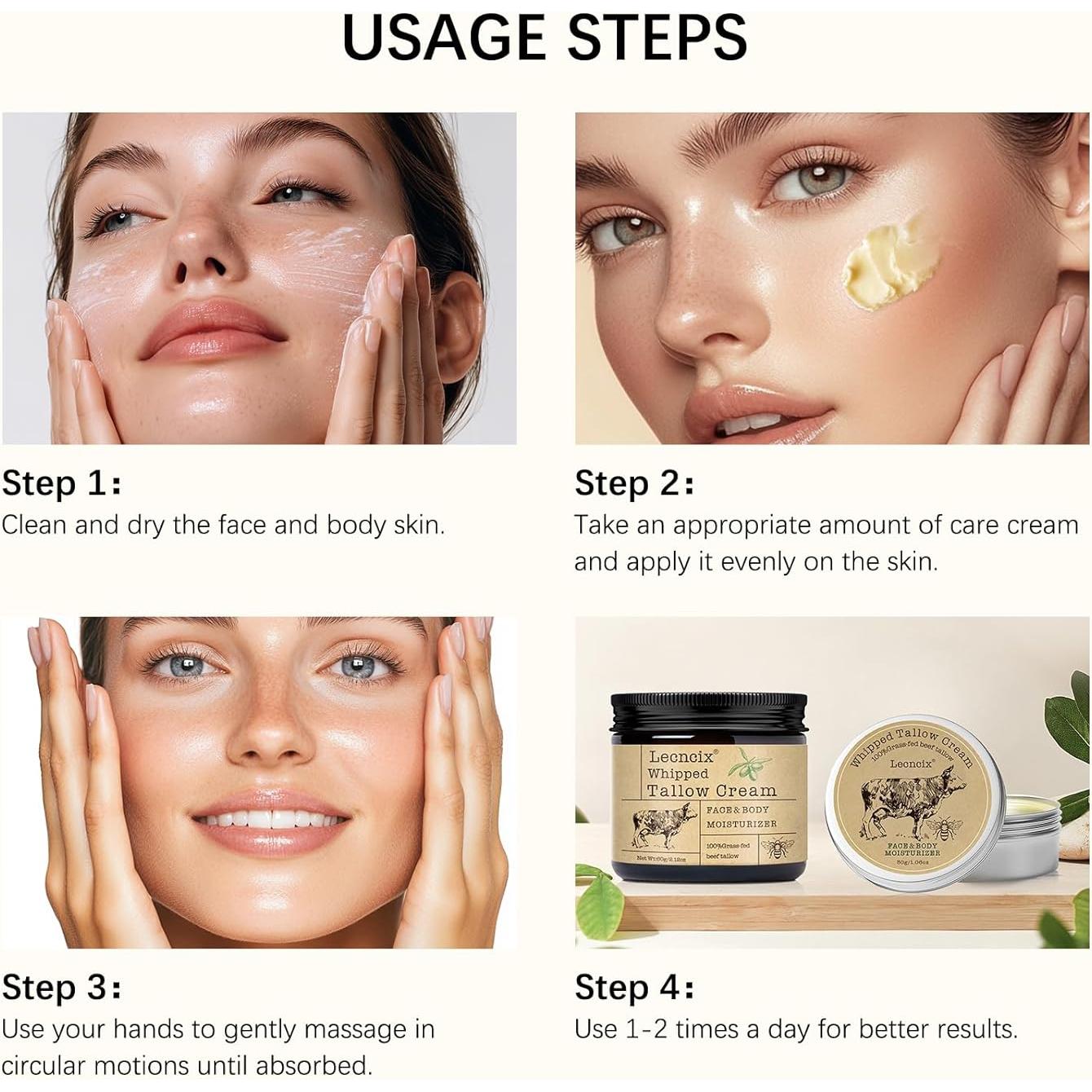 Set 2PC Grasa de Res Natural Lecncix 60g + 28g Hidratante Piel