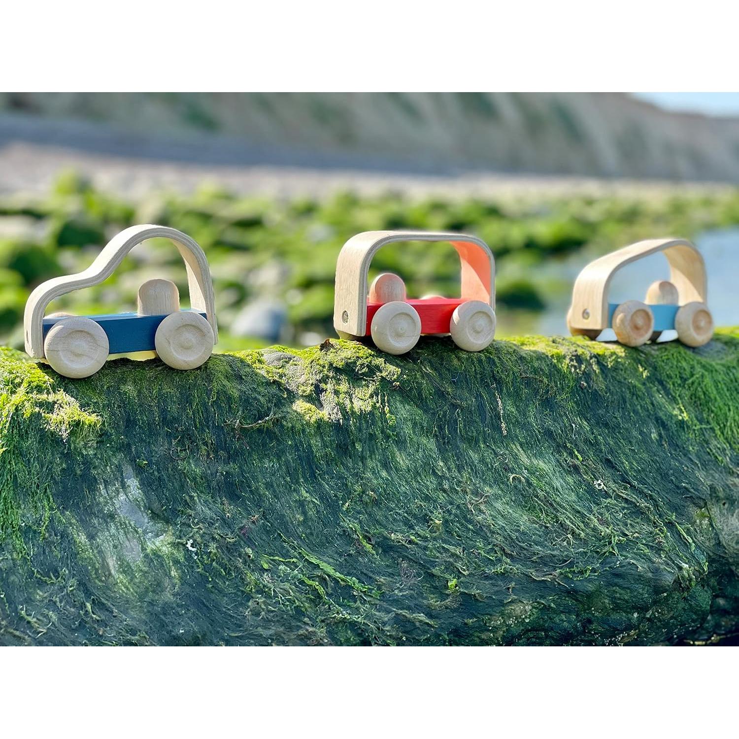 PlanToys Vroom Car Juguete de Empuje de Madera Ecológico