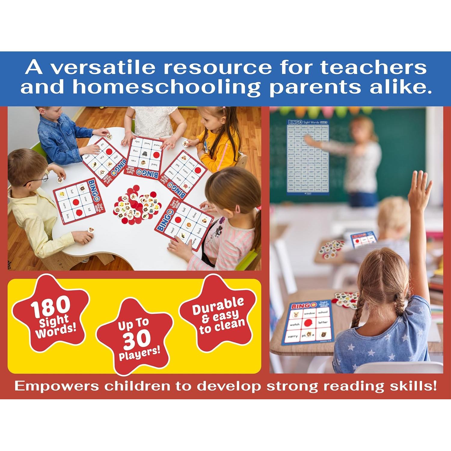 Juego de Bingo de Palabras de Vista Bright Seed para Niños 4-8 Años