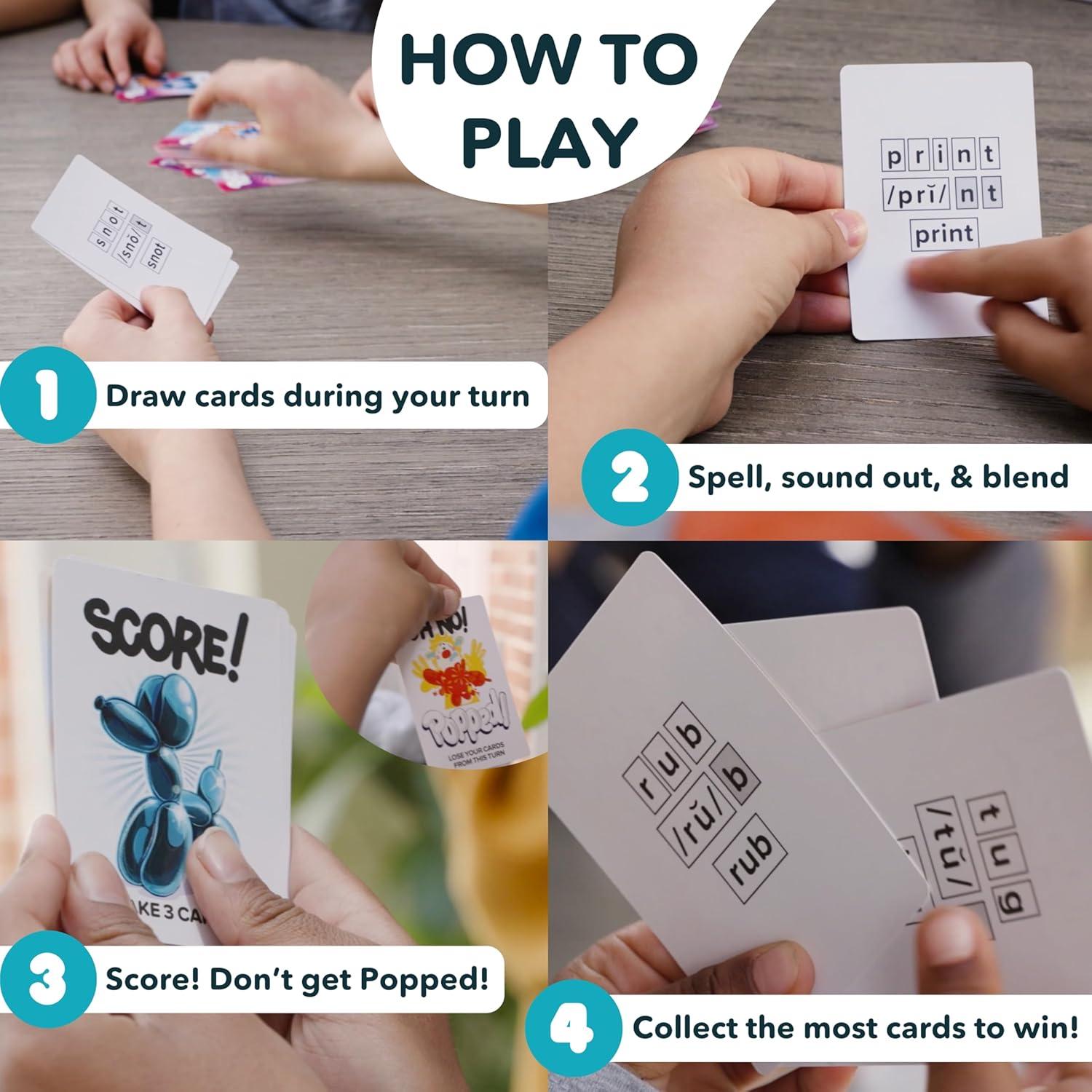 Juego de Cartas Popped! Clever Noodle - Aprendizaje de Lectura 4-9 Años