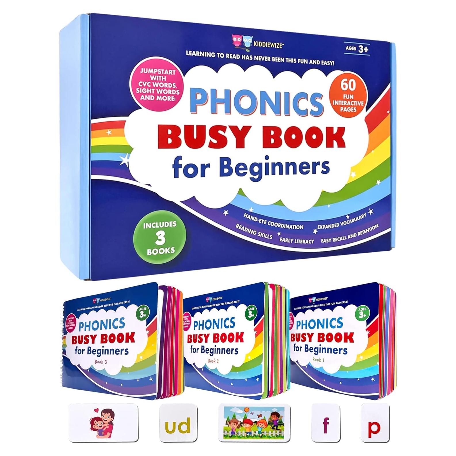 Conjunto de Libros Ocupados KIDDIEWIZE para Aprender a Leer 3-10 Años