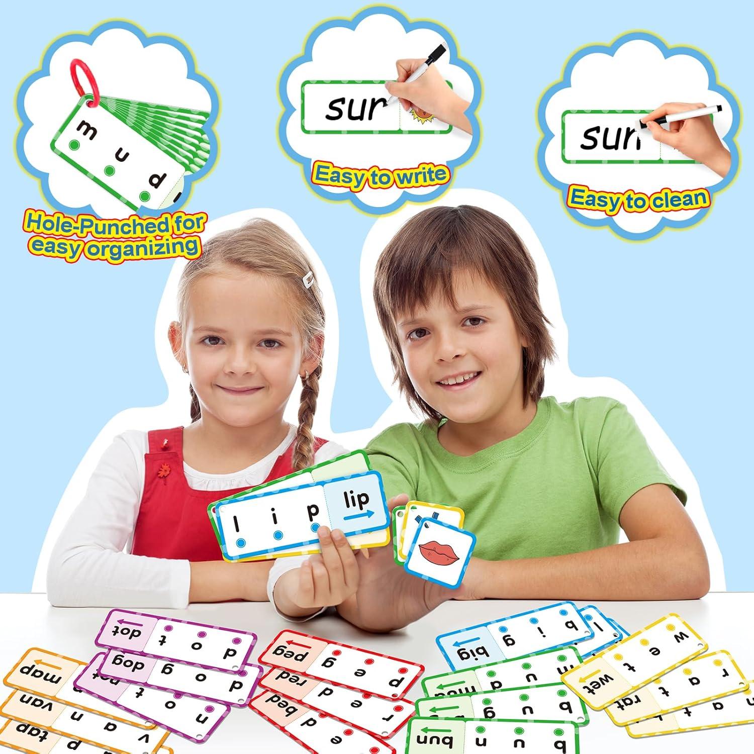 Juego de Tarjetas CVC Qunxin para Aprender a Leer - 60 Piezas