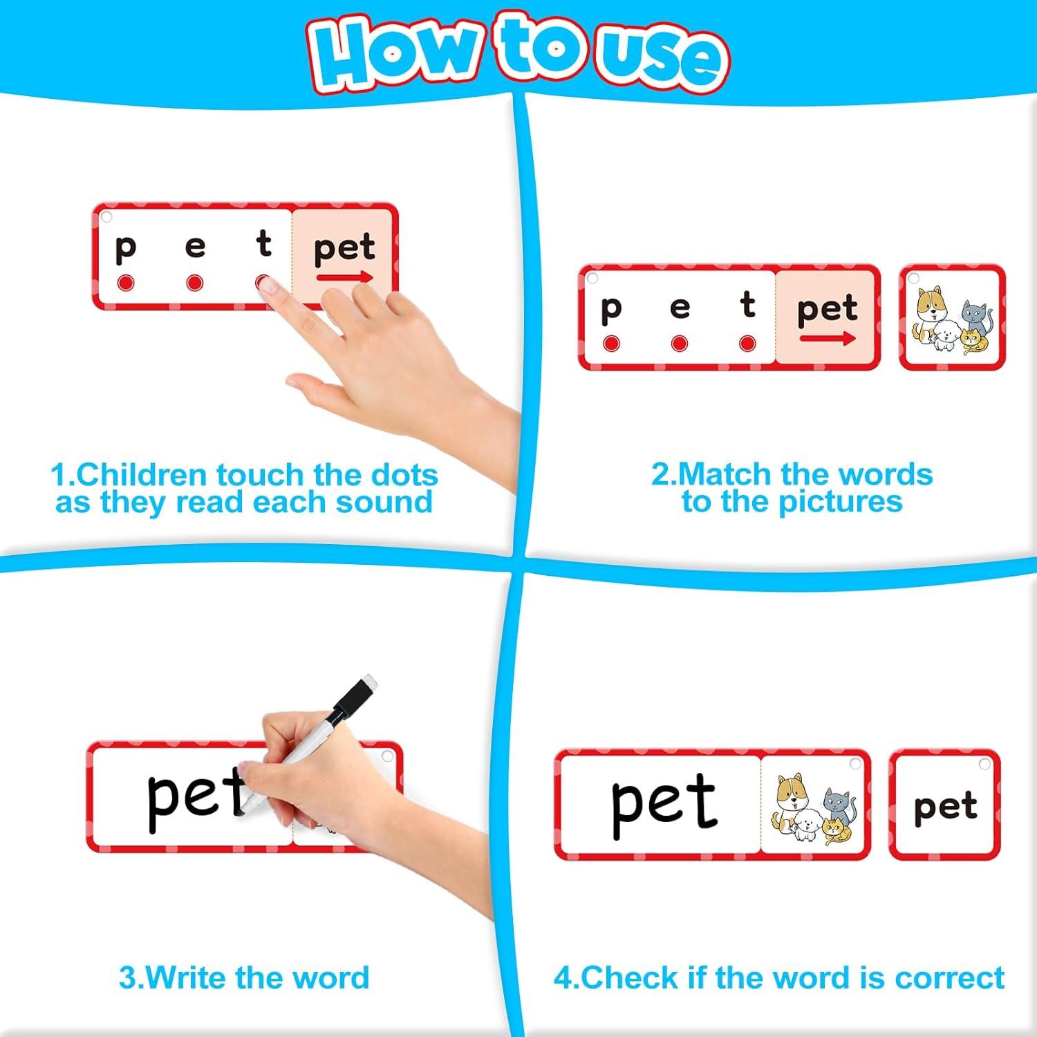 Juego de Tarjetas CVC Qunxin para Aprender a Leer - 60 Piezas