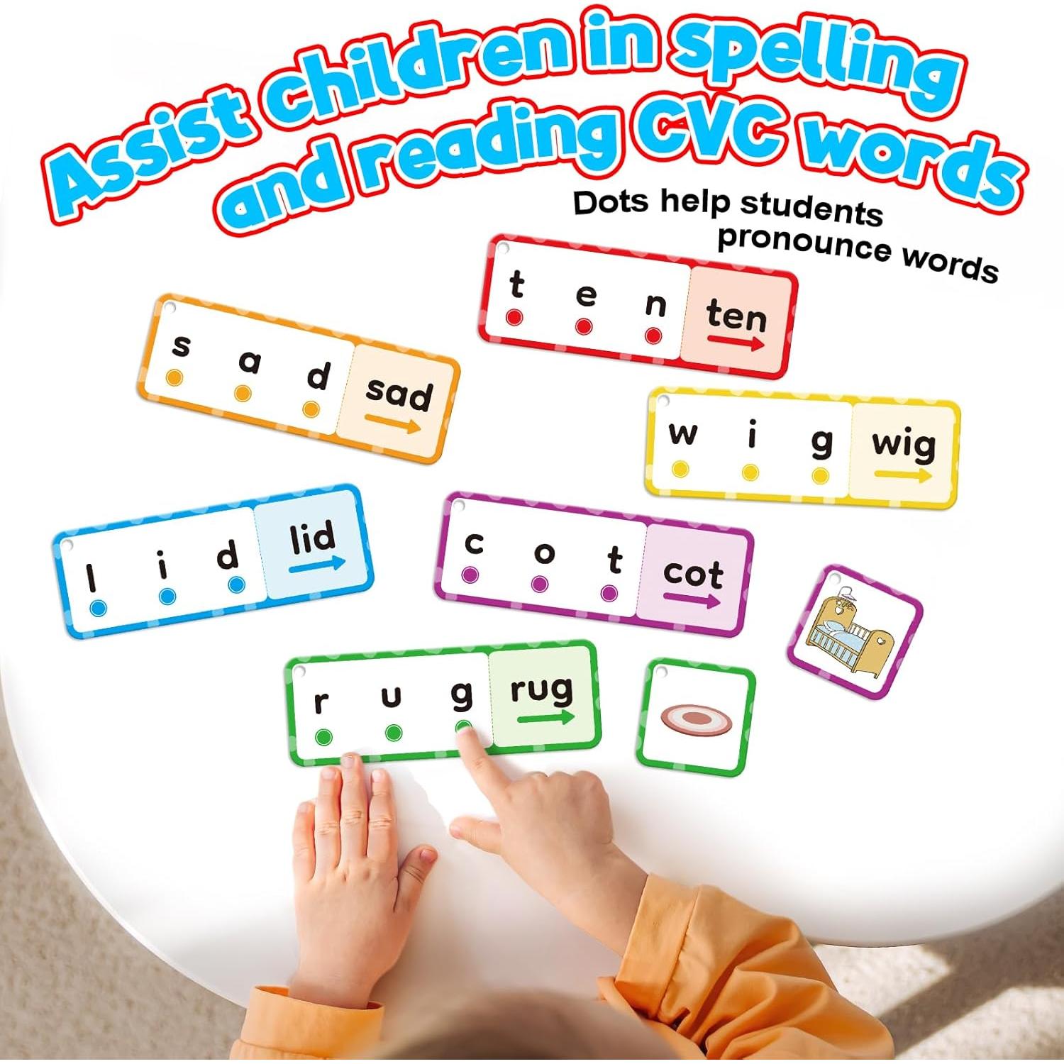 Juego de Tarjetas CVC Qunxin para Aprender a Leer - 60 Piezas