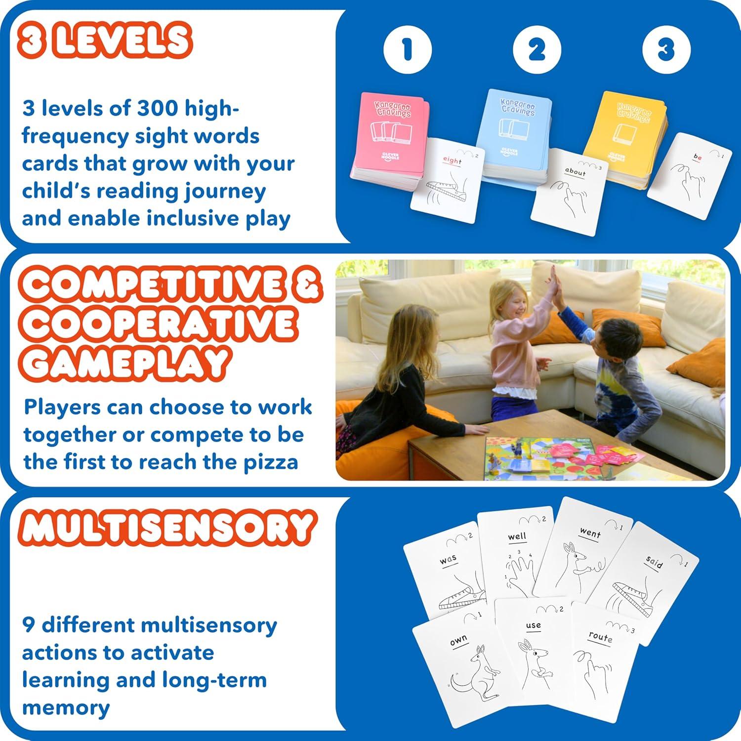 Juego de Mesa Kangaroo Cravings - Aprende 300 Palabras para Niños 4-9 Años