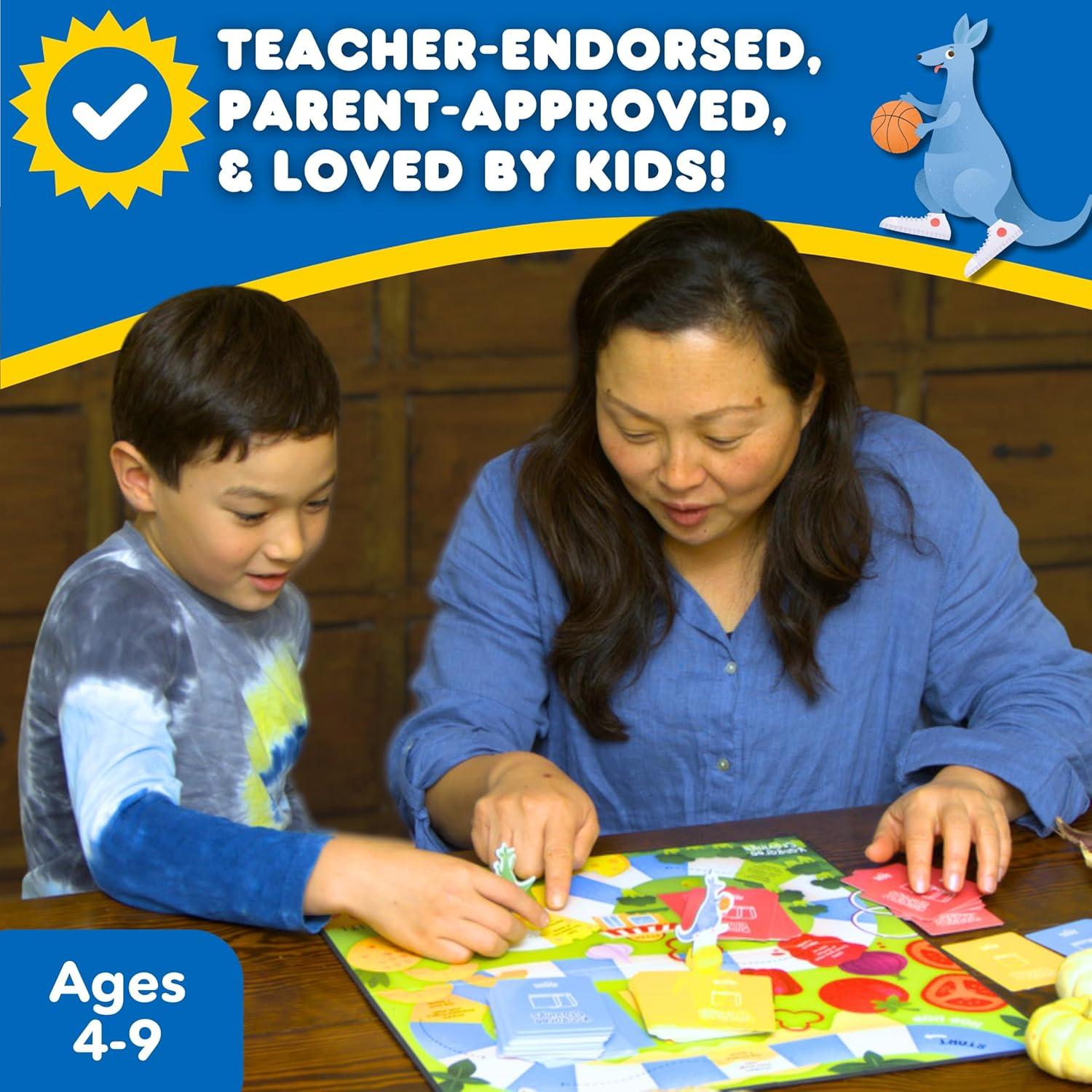 Juego de Mesa Kangaroo Cravings - Aprende 300 Palabras para Niños 4-9 Años