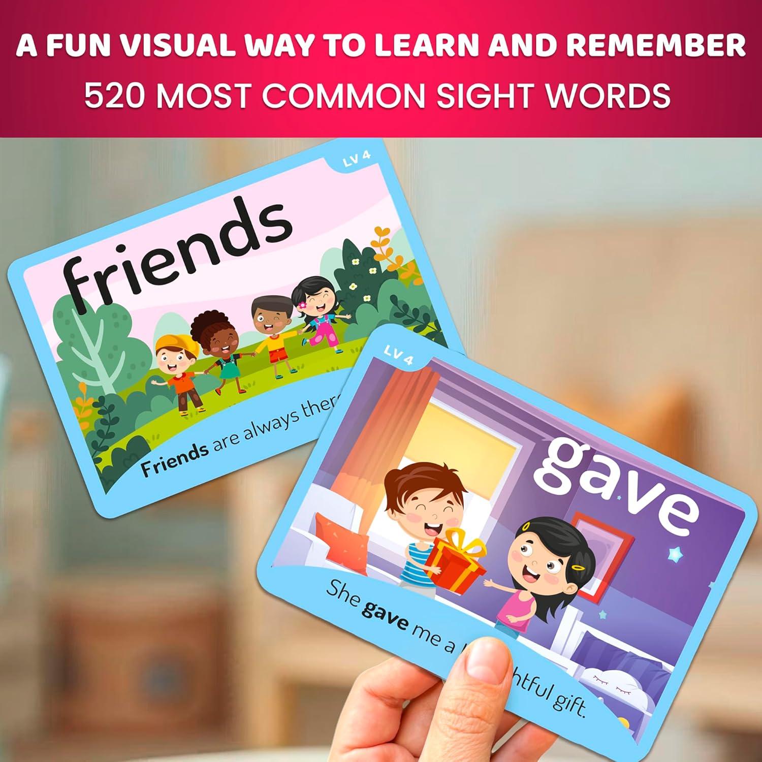 Tarjetas de Palabras de Vista QUOKKA 520 con Imágenes - Educación Infantil