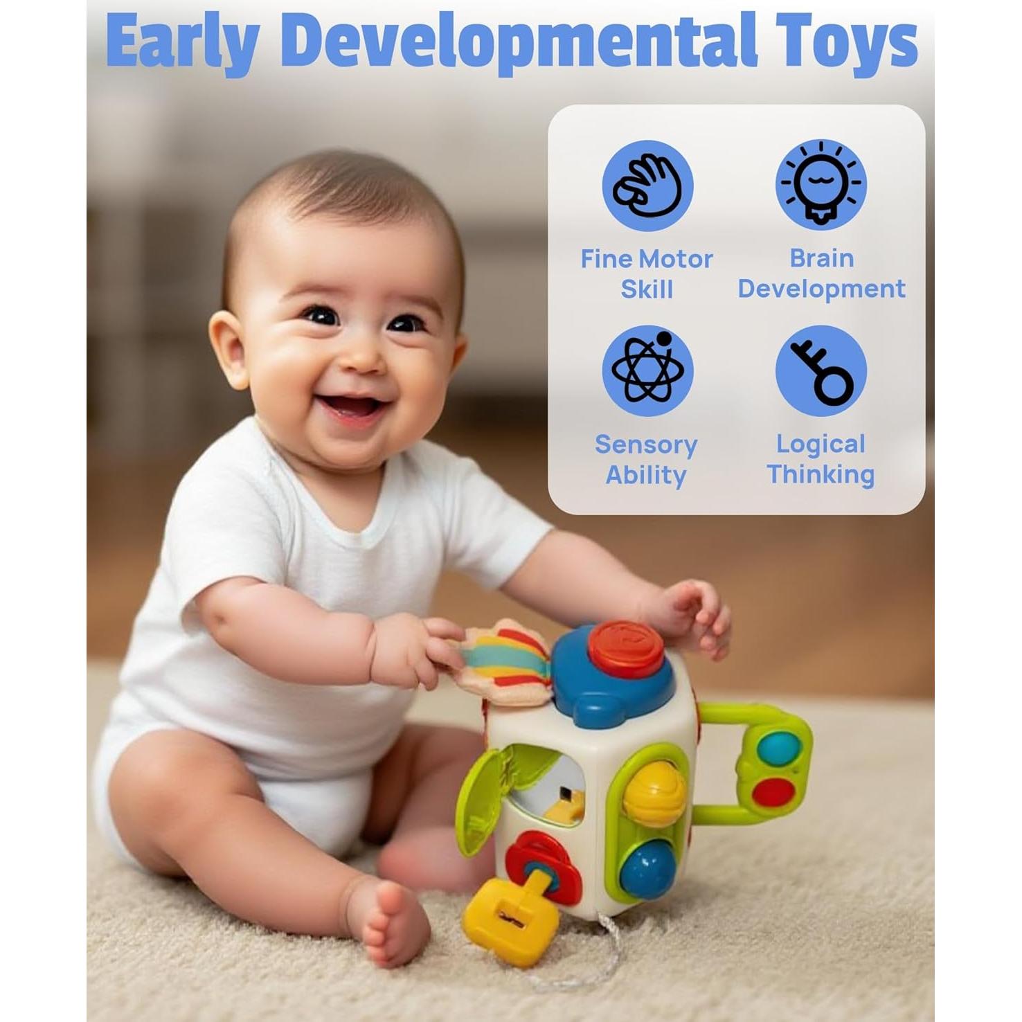 Cubo Sensorial UTOPLIKEY 10 en 1 para Niños 18M+, Juguete Montessori