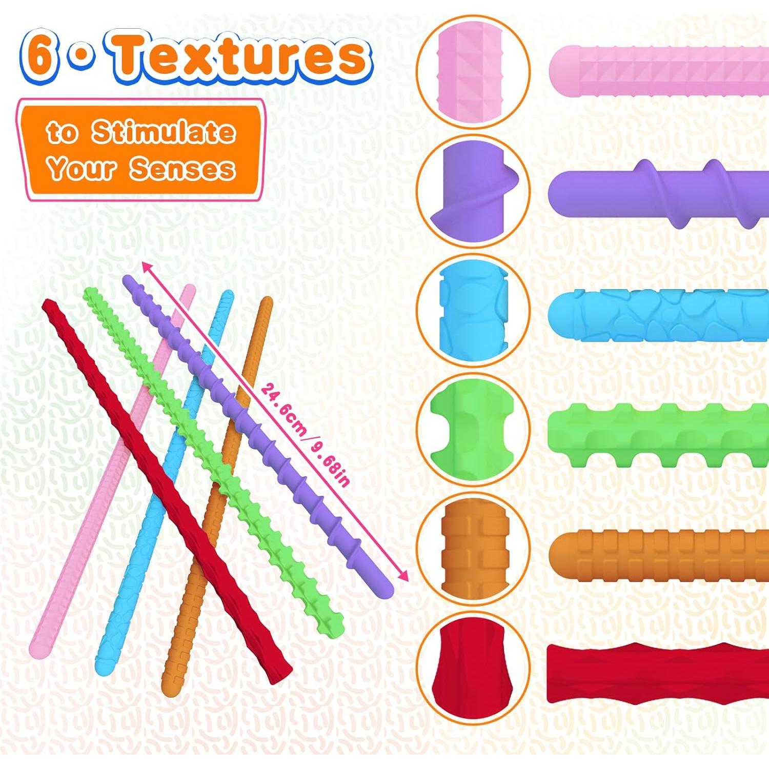 Juguetes Sensoriales Texturizados Drephere - Paquete de 6 Palos