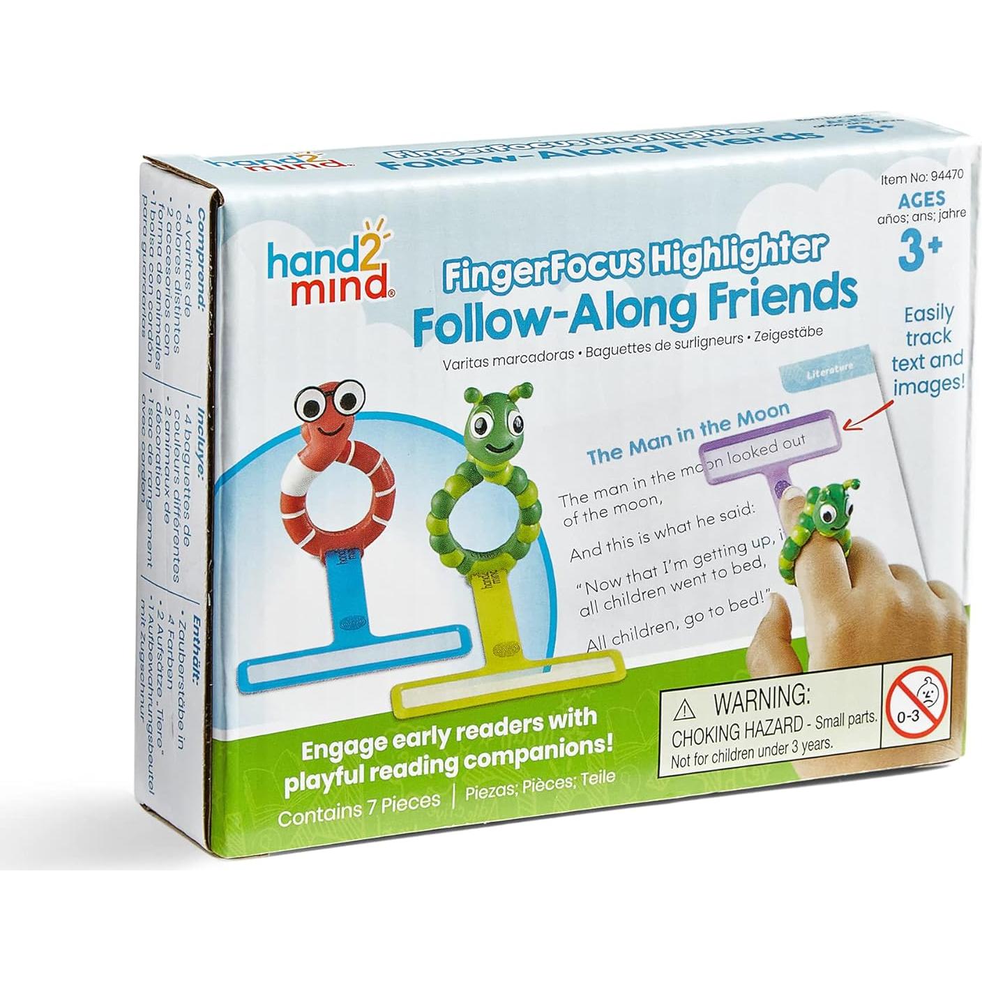 Tiras de Lectura Guiada FingerFocus hand2mind para Niños
