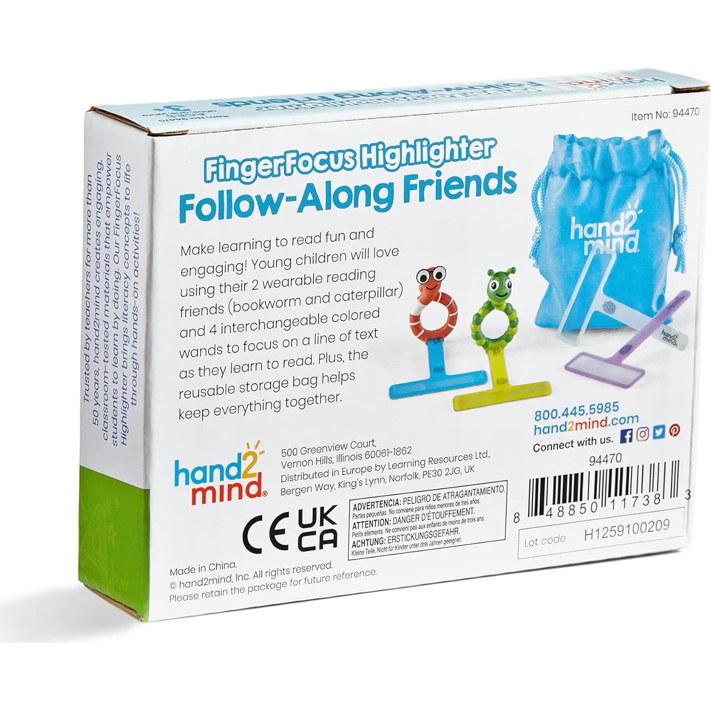 Tiras de Lectura Guiada FingerFocus hand2mind para Niños