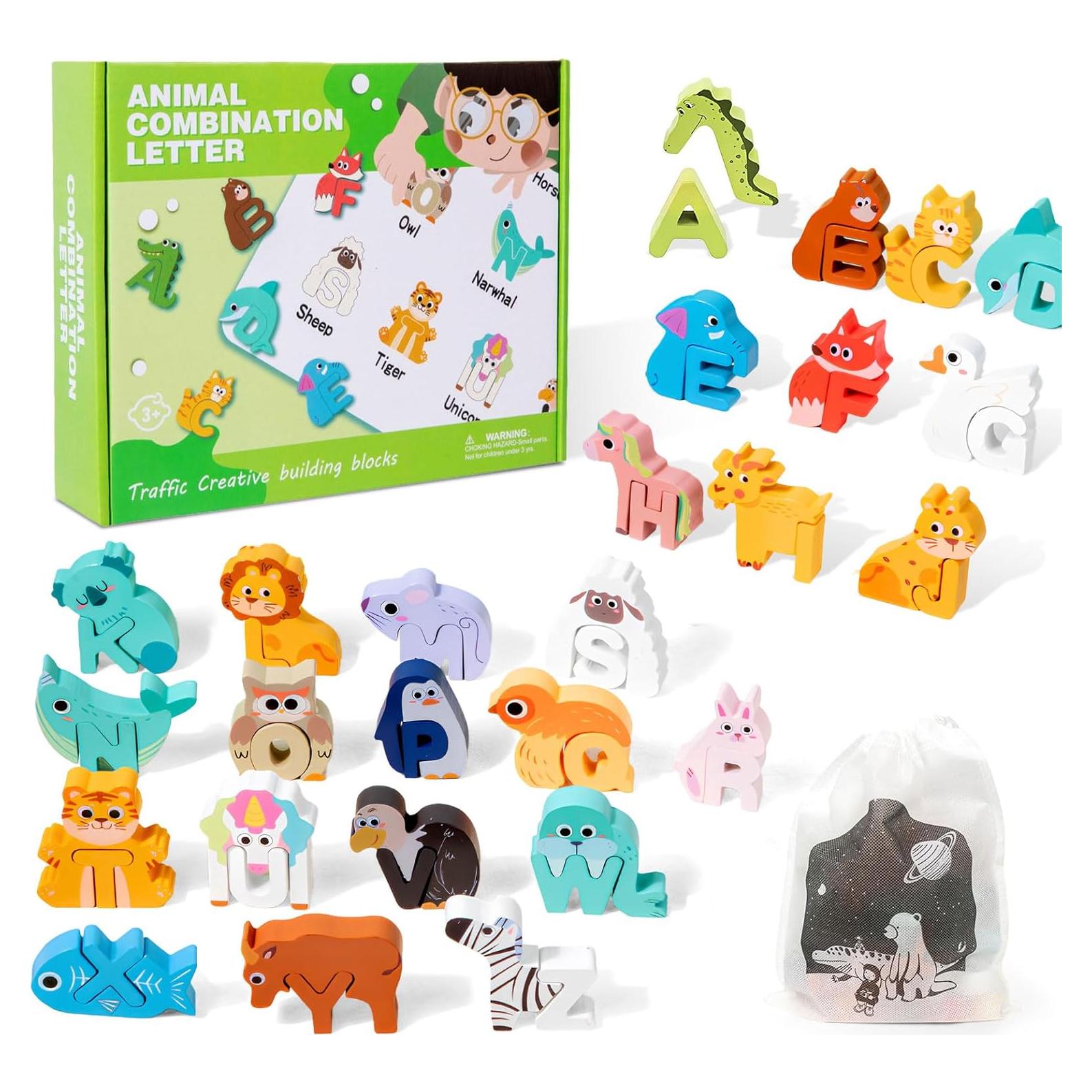 Rompecabezas de Alfabeto de Madera ElapseGlow 52 Piezas