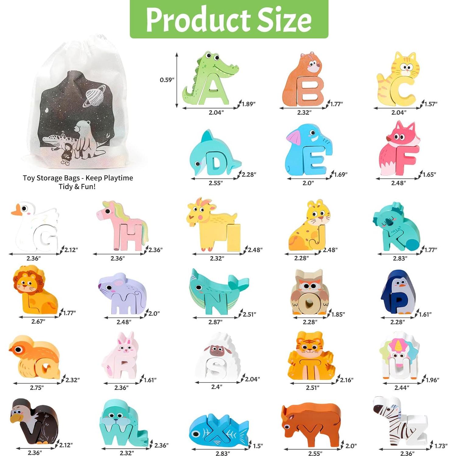 Rompecabezas de Alfabeto de Madera ElapseGlow 52 Piezas