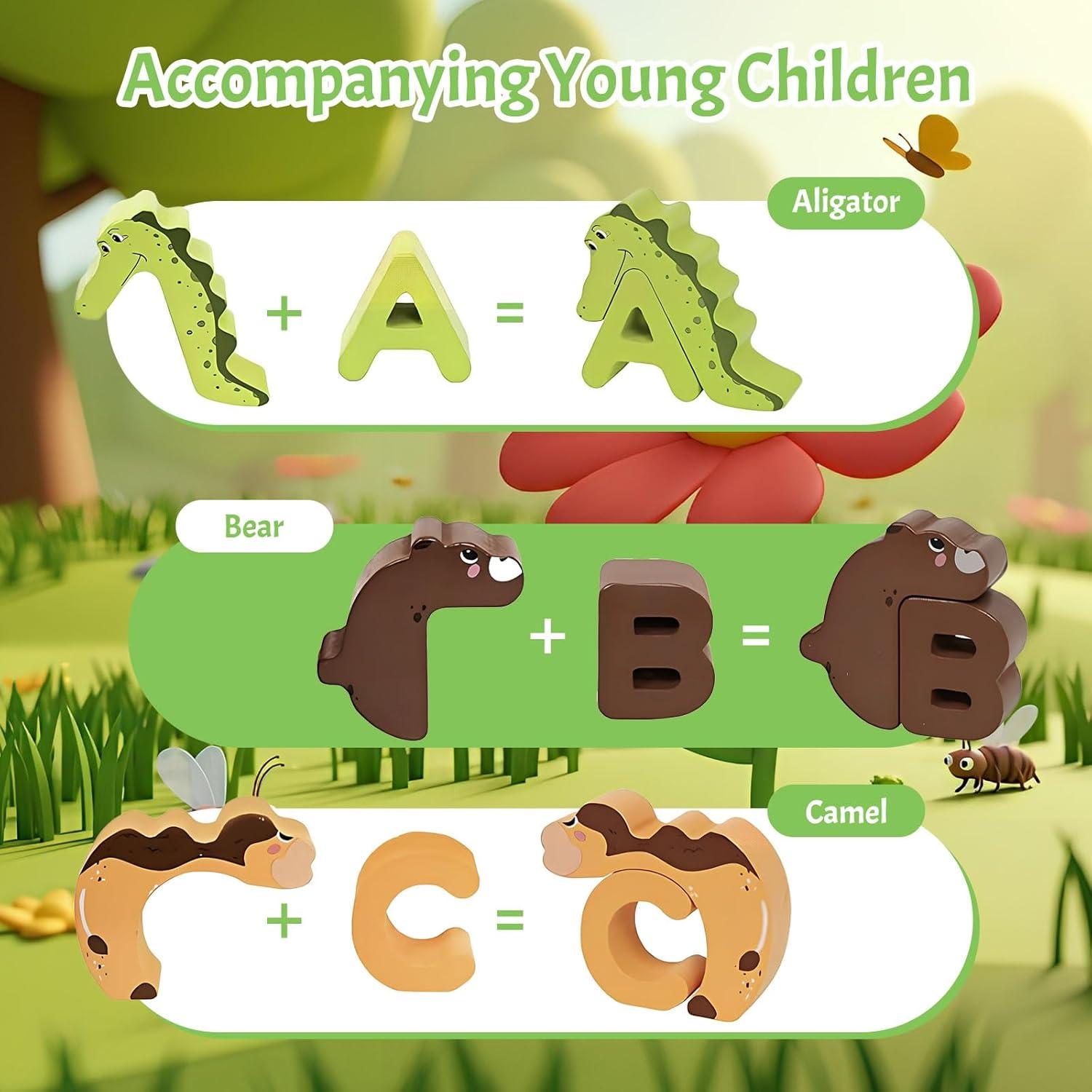 Rompecabezas de Alfabeto de Madera ElapseGlow 52 Piezas