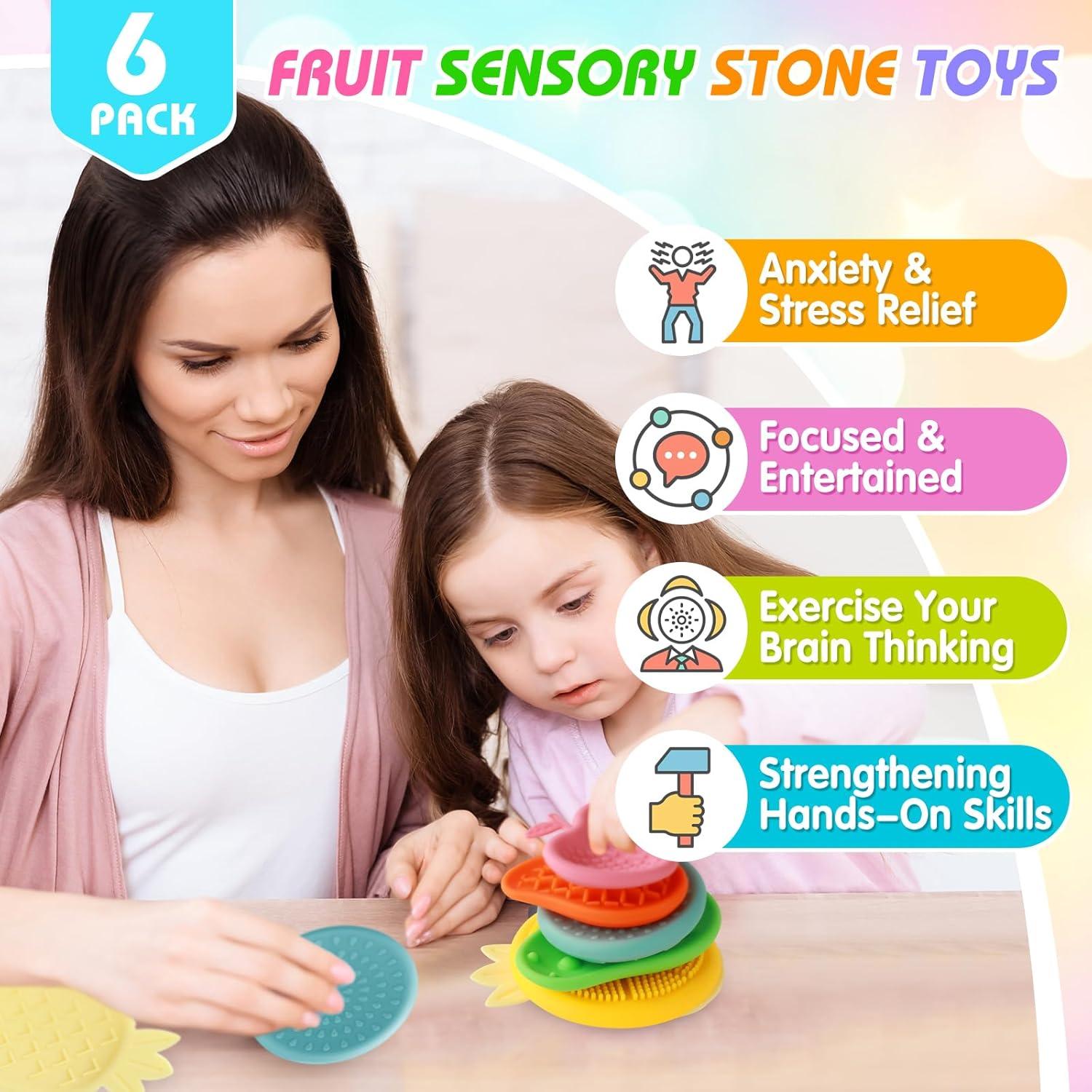 Juguetes Antiestrés Sensoriales Hopihy - 6 Piedras de Fruta