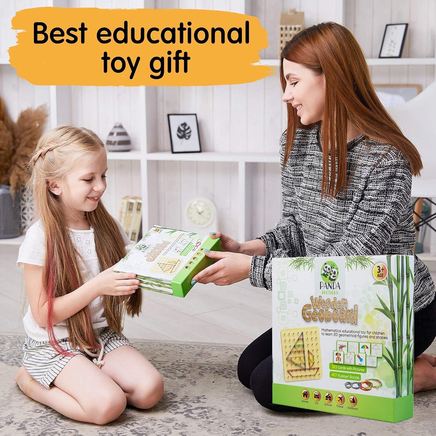 Conjunto de Juguetes Montessori Panda Brothers - Tablero Geométrico y Coche Clasificador