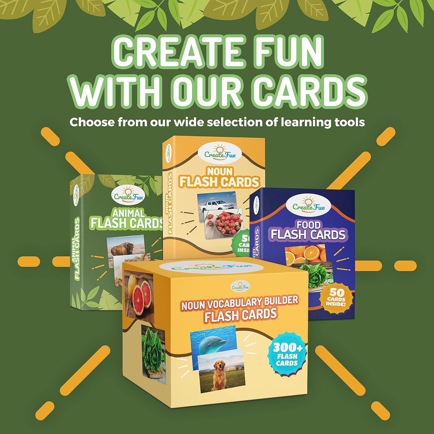 50 Tarjetas de Flash de Animales CreateFun - Aprendizaje Divertido