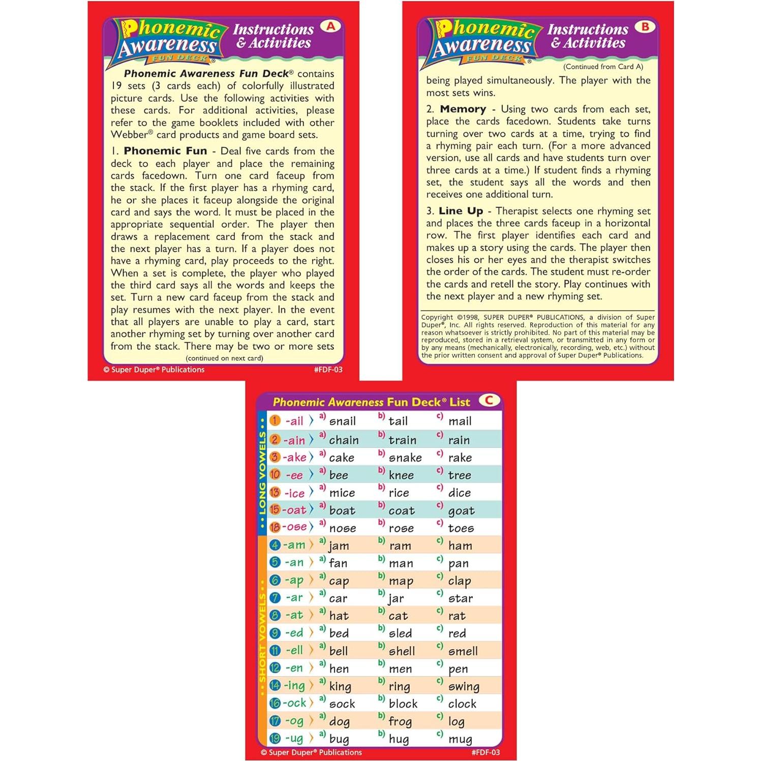 Tarjetas de Flash de Conciencia Fonémica Super Duper 57 Piezas