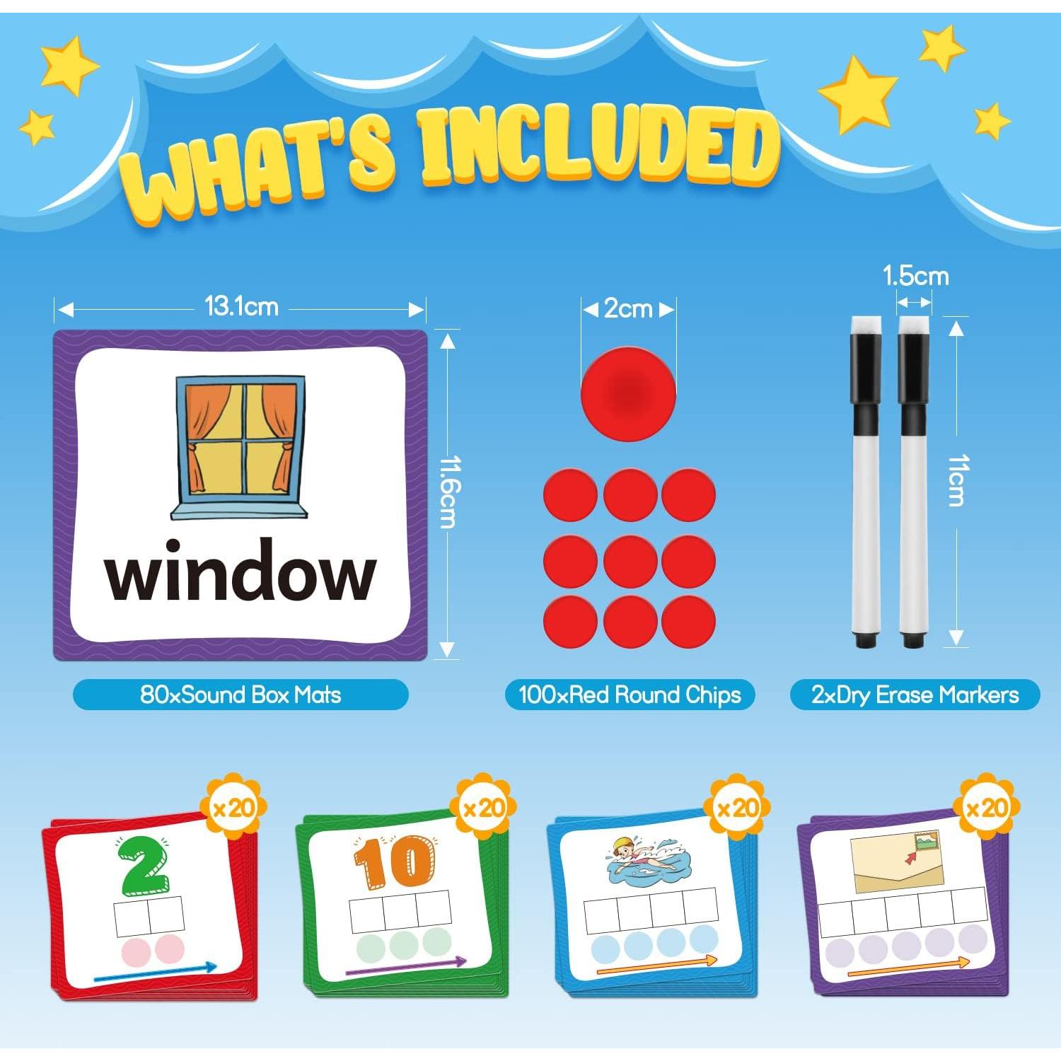 Cajas Elkonin Torlam para Conciencia Fonémica y Ortografía - 80 Piezas