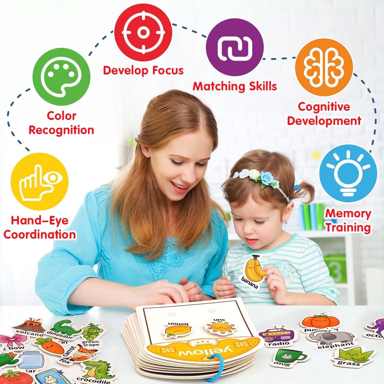 Libro Ocupado Montessori de Colores Muone para Niños 2-4 Años