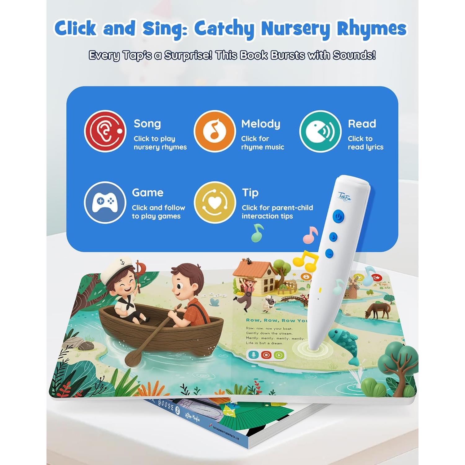 Conjunto de Libros Interactivos TEKFUN con Lápiz Hablante - Rimas Infantiles