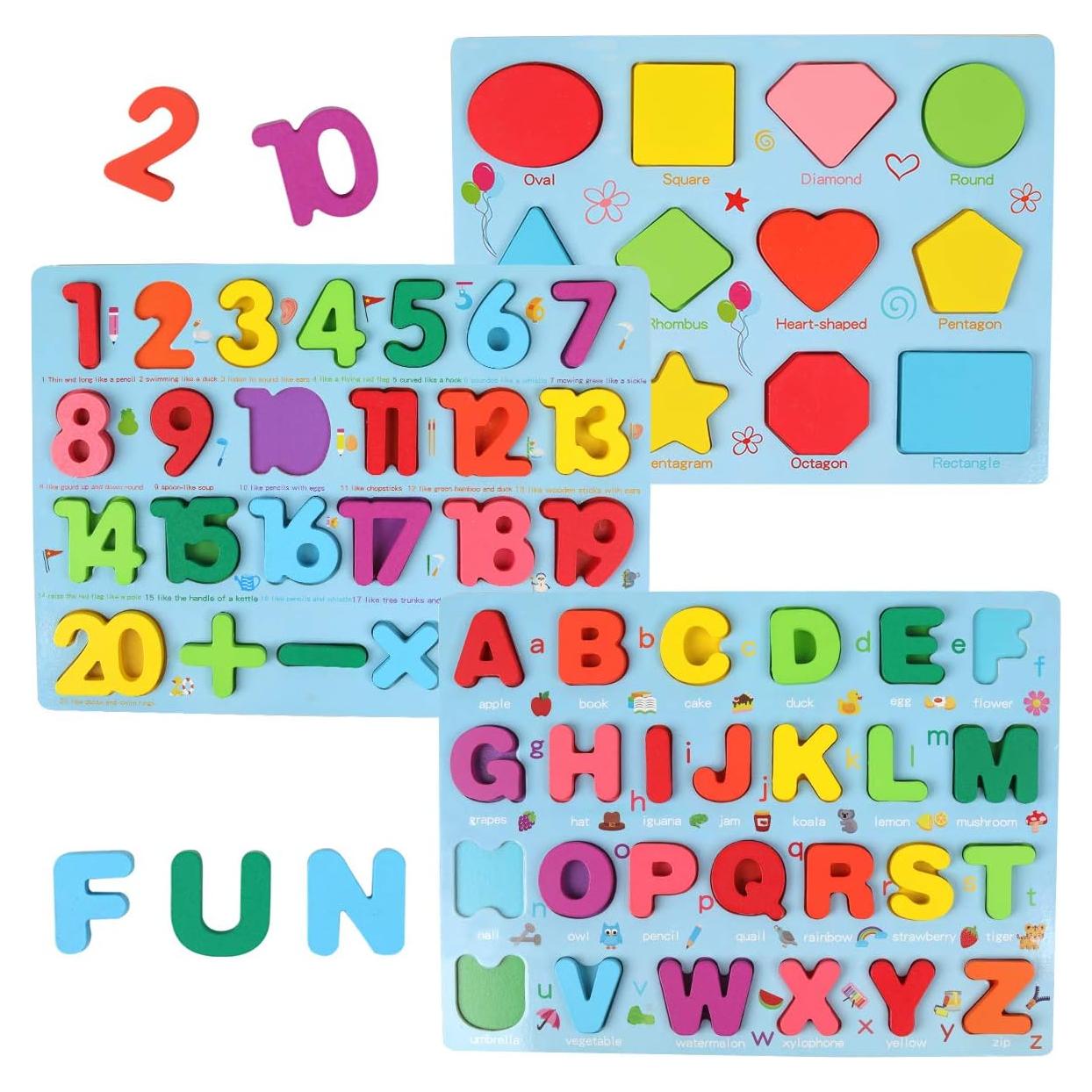 Juego de Rompecabezas de Letras y Números GEMEM - 3 Tableros Educativos