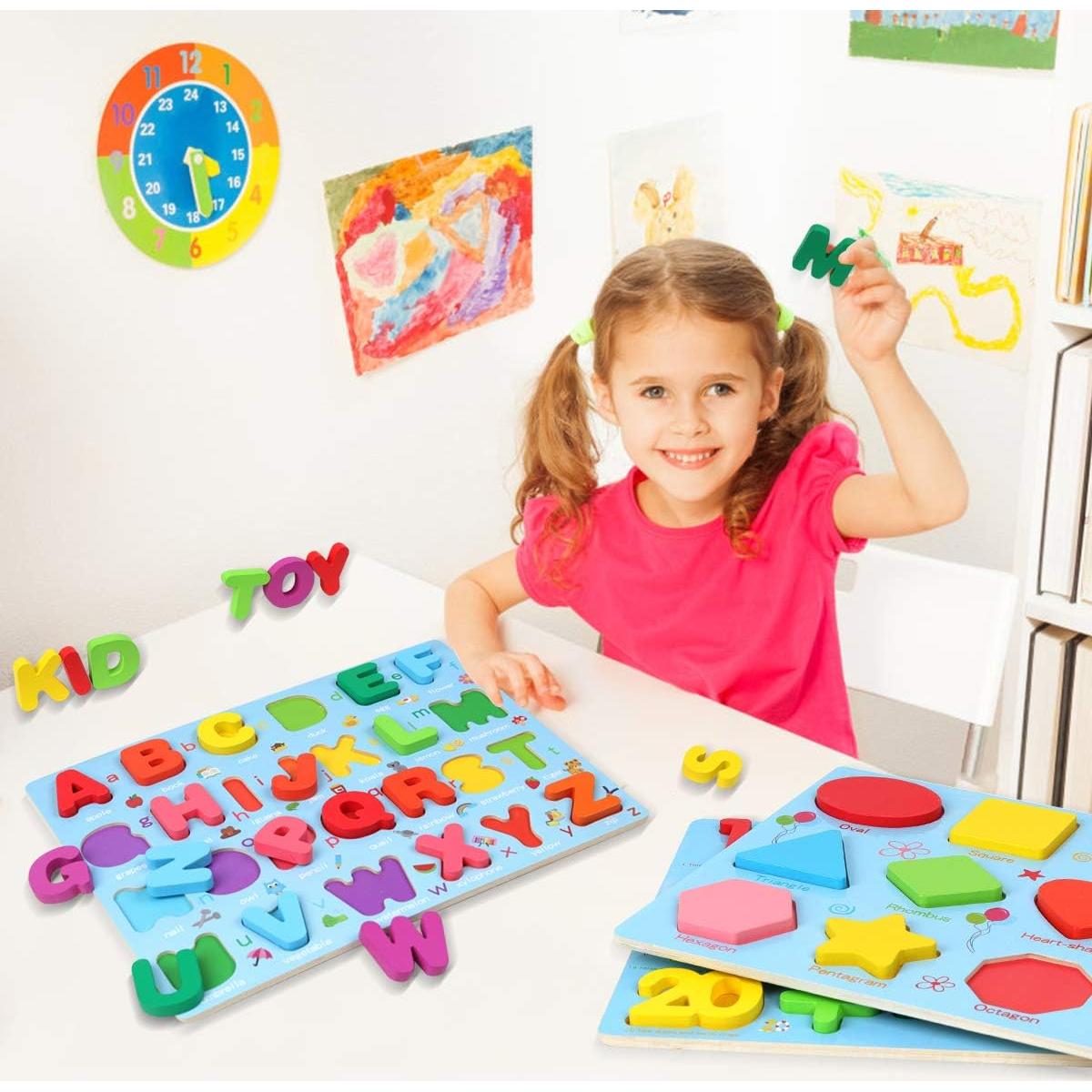 Juego de Rompecabezas de Letras y Números GEMEM - 3 Tableros Educativos