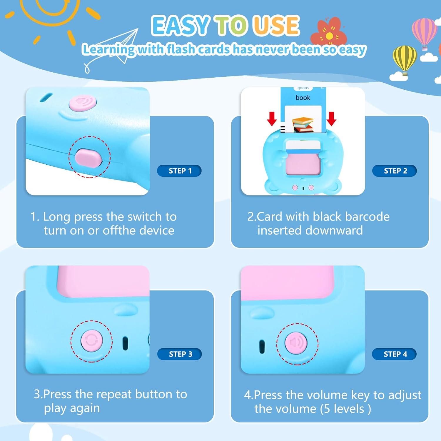 Tarjetas Flash Habladoras Hsxfl para Niños 2-5 Años, 112 Palabras