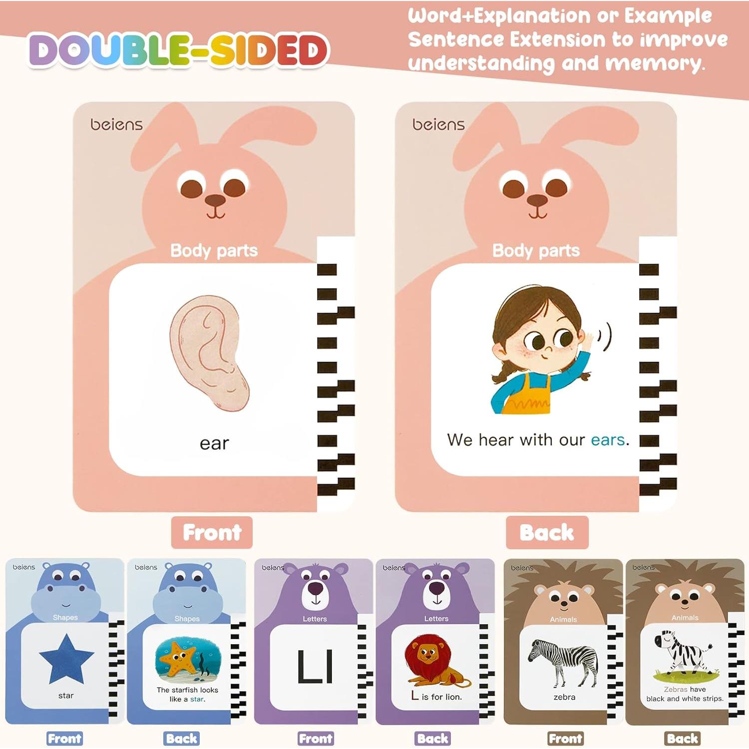 Tarjetas Flash Habladoras beiens para Niños 2-6 Años - 120 Temas