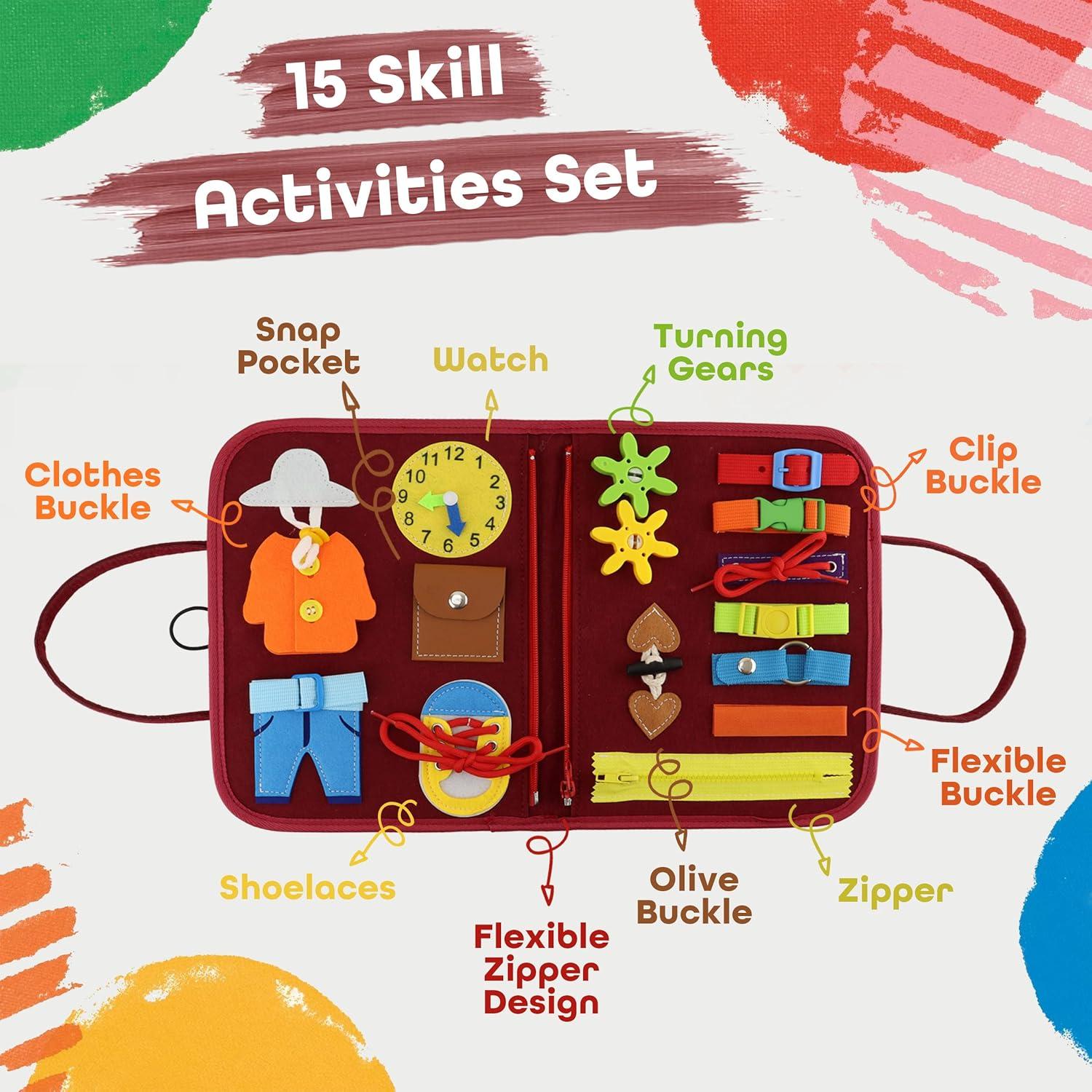 Tabla Ocupada Montessori EZ Baby para Niños 1-3 Años Rojo