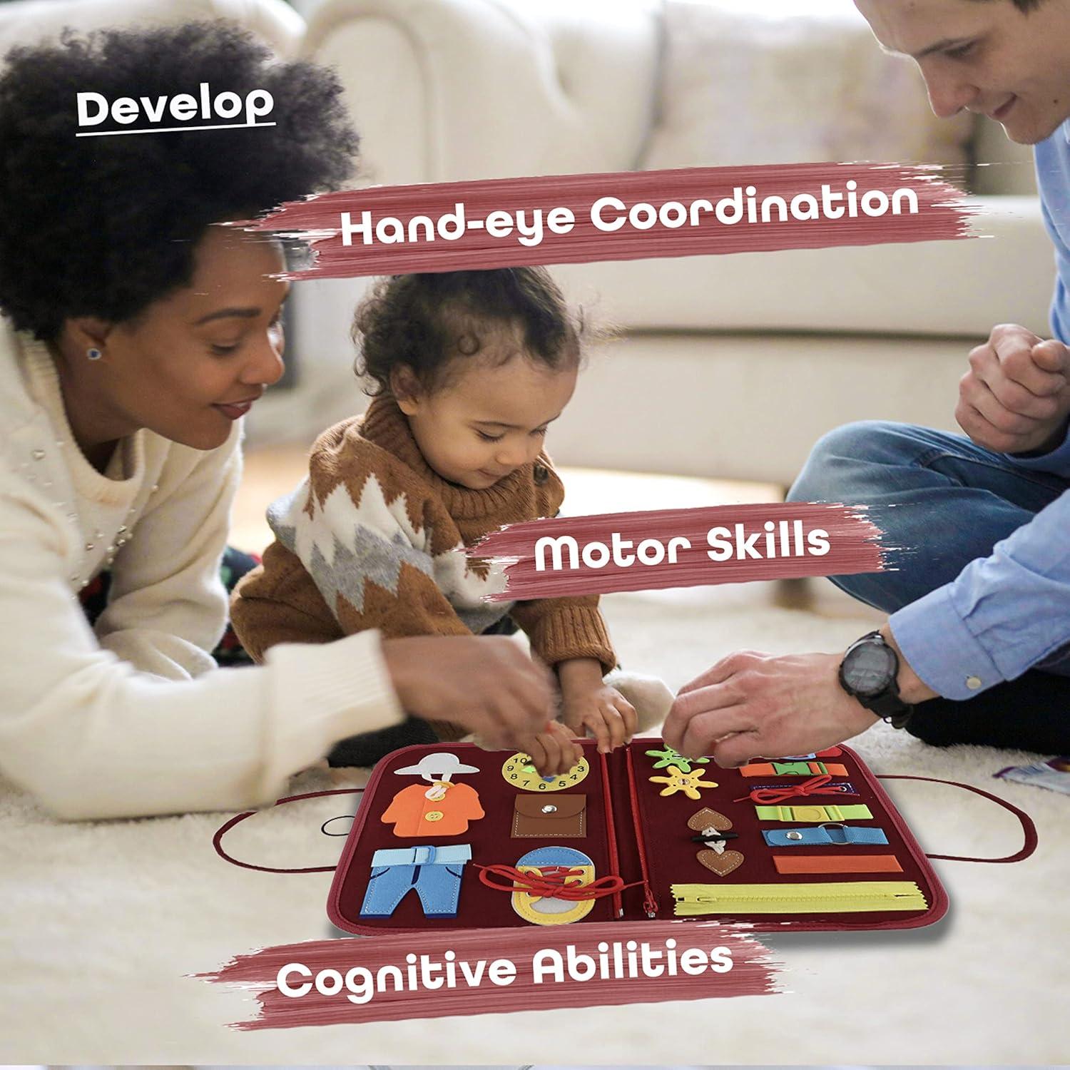 Tabla Ocupada Montessori EZ Baby para Niños 1-3 Años Rojo