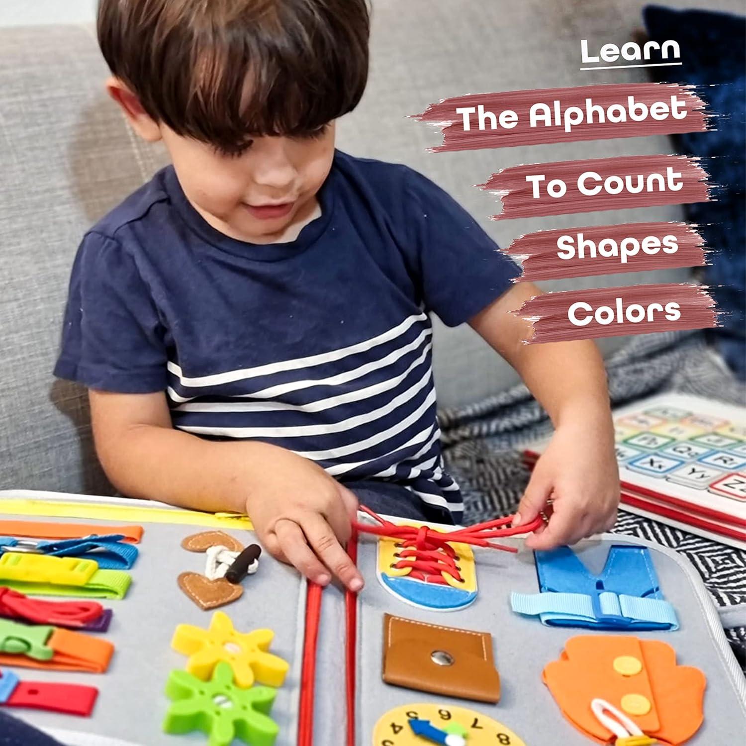 Tabla Ocupada Montessori EZ Baby para Niños 1-3 Años Rojo