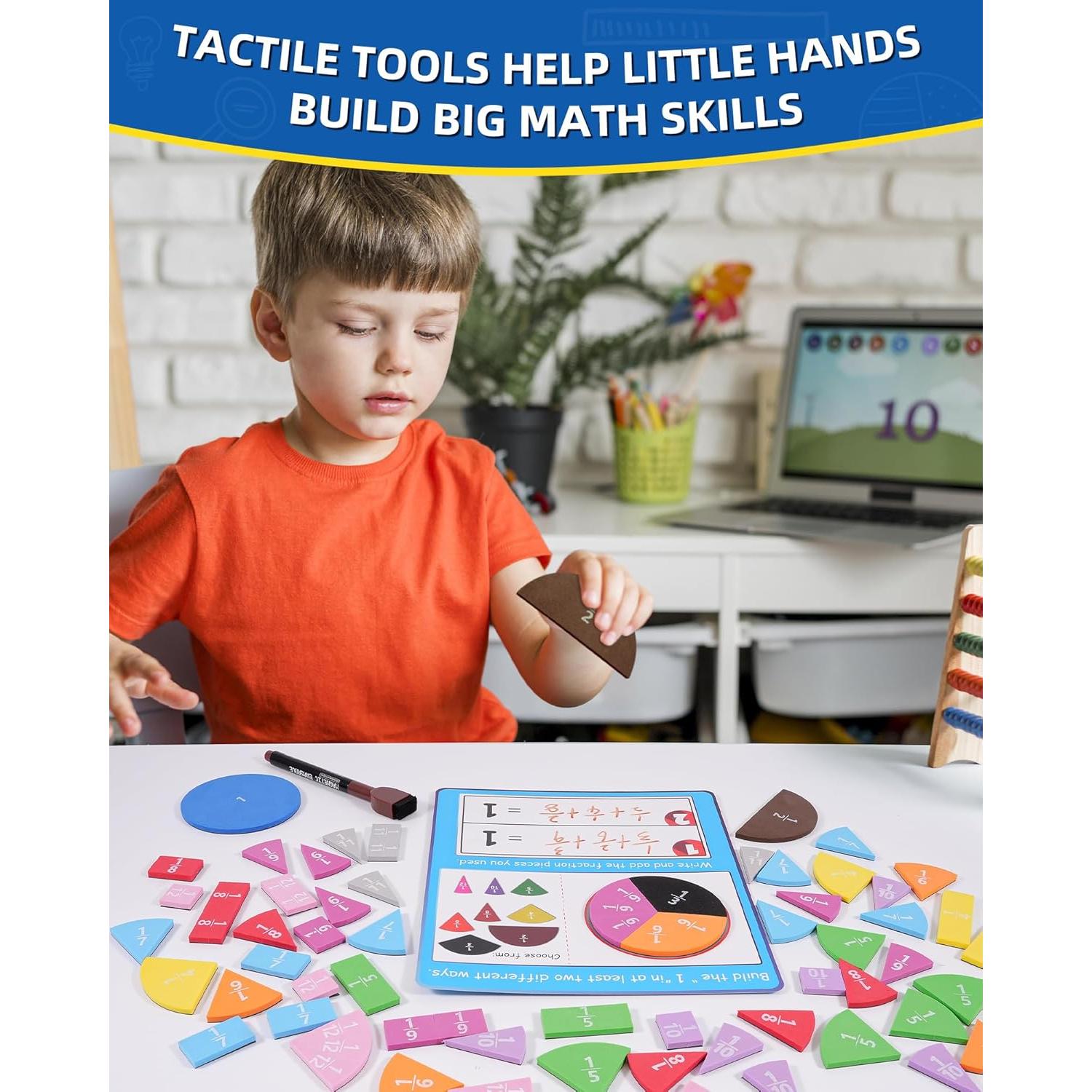 Juego de Azulejos de Fracciones Magnéticas Gotoofun - 14 Tarjetas Interactivas